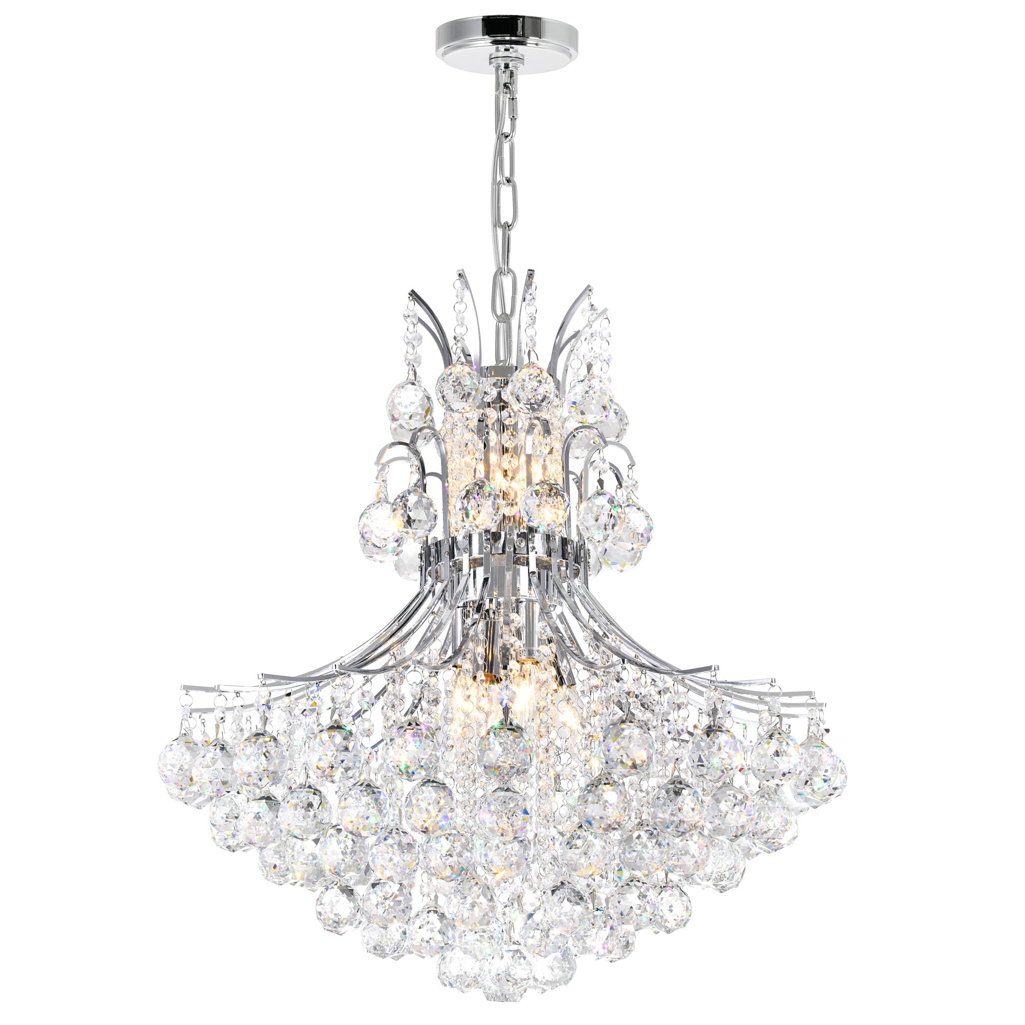 Princess 10 Light 24in Chrome Down Chandelier
