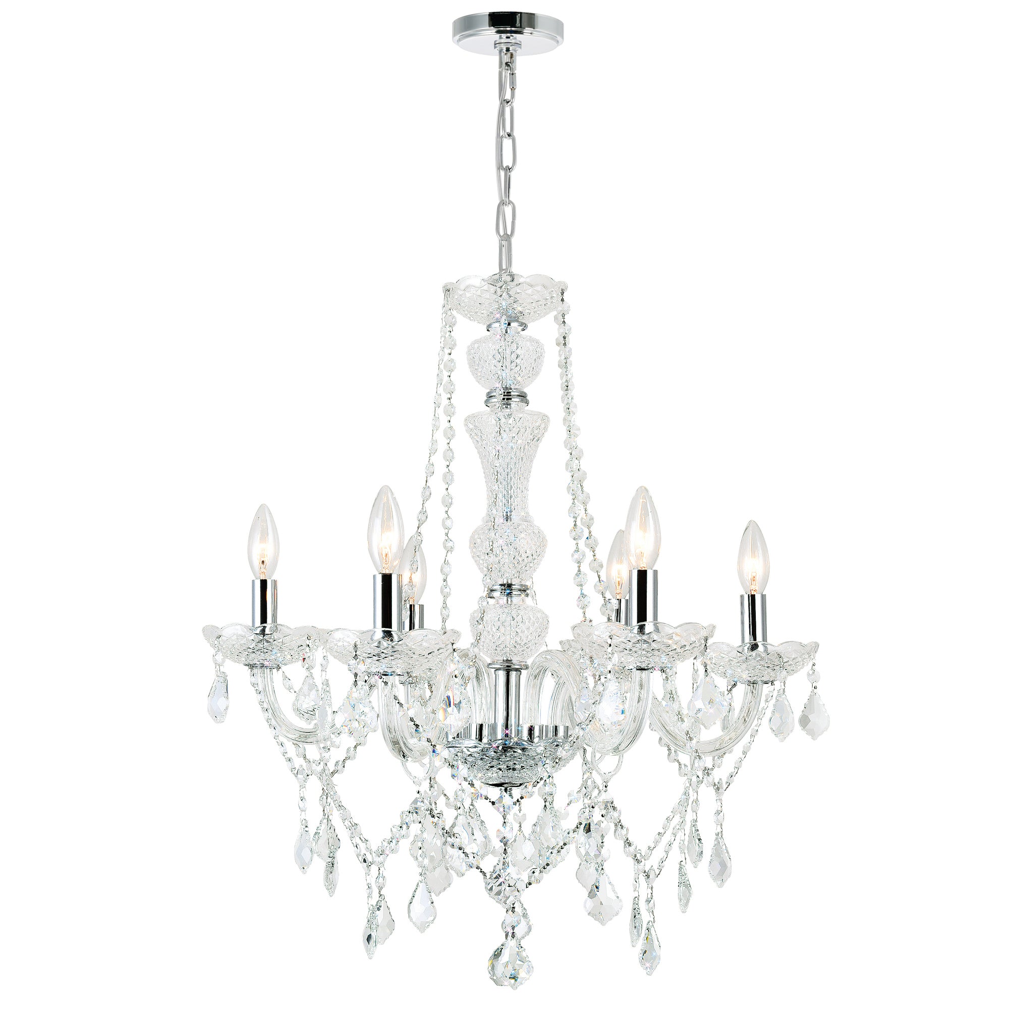 Princeton 6 Light 24in Chrome Down Chandelier