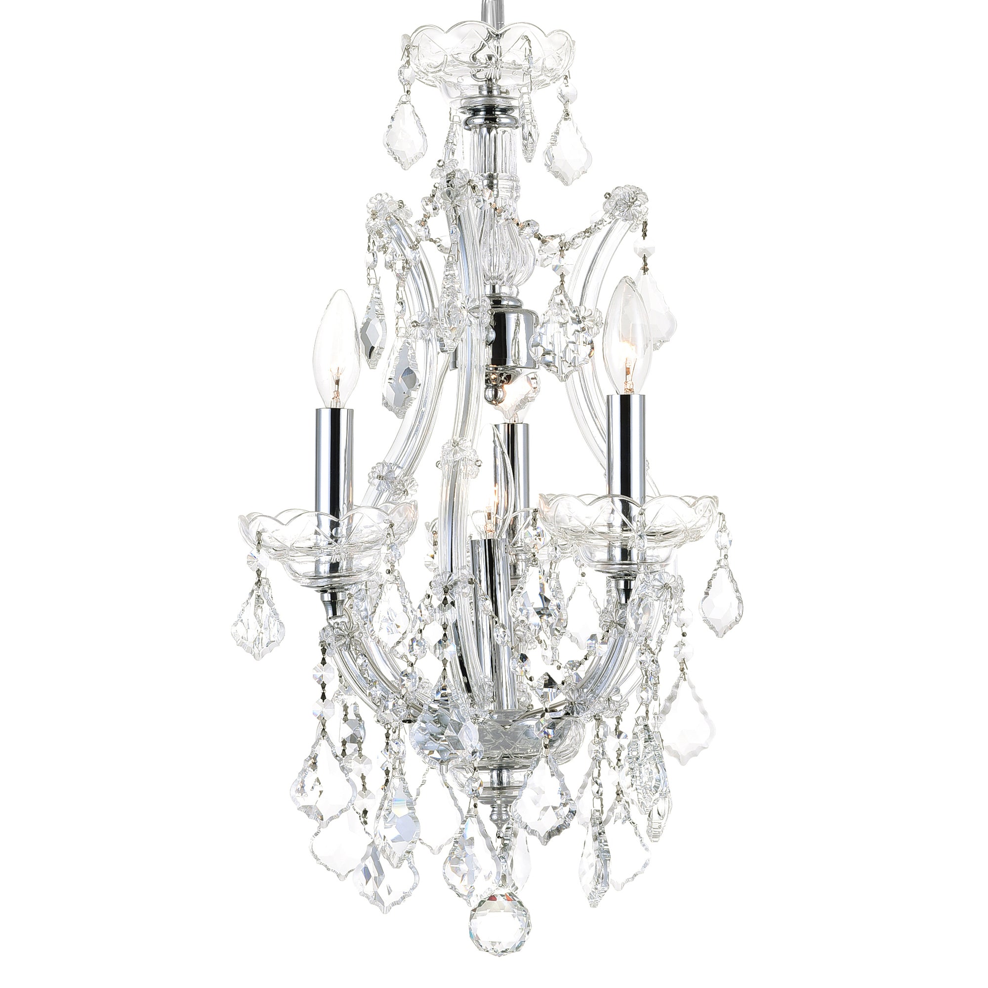 Maria Theresa 4 Light 12in Chrome Up Mini Chandelier with Crystals