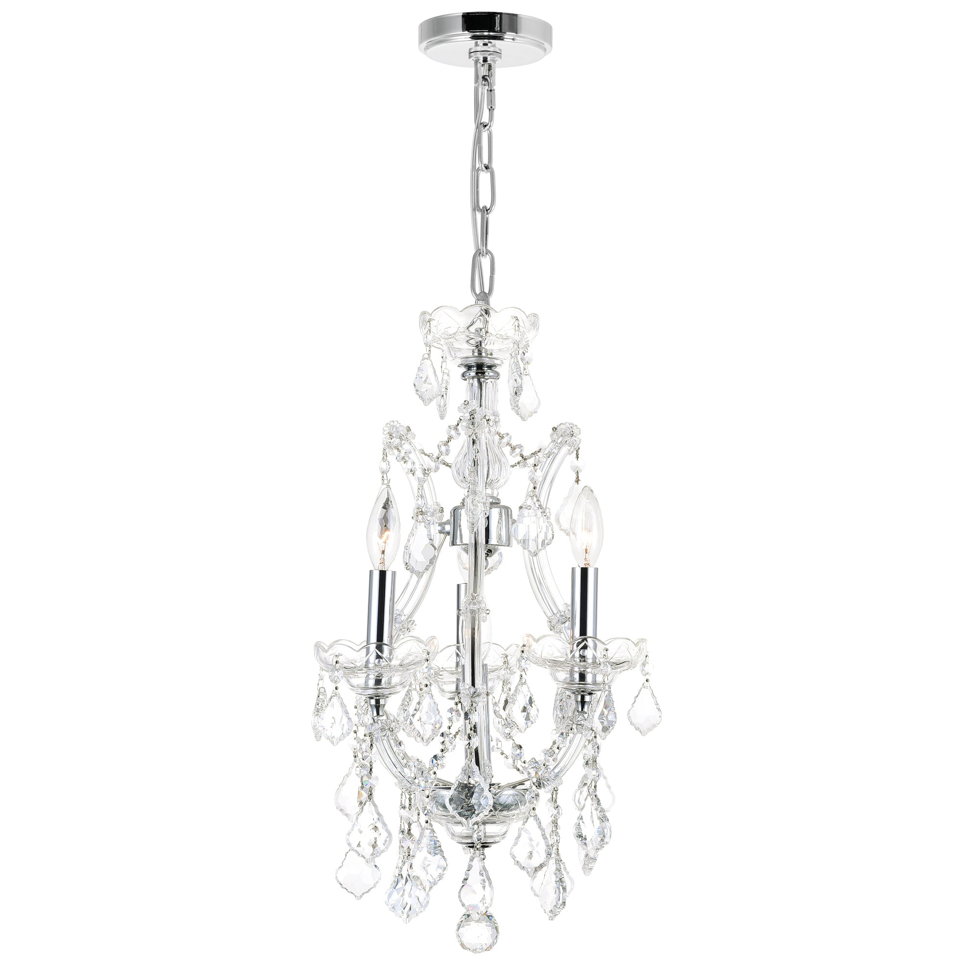 Maria Theresa 4 Light 12in Chrome Up Mini Chandelier with Crystals