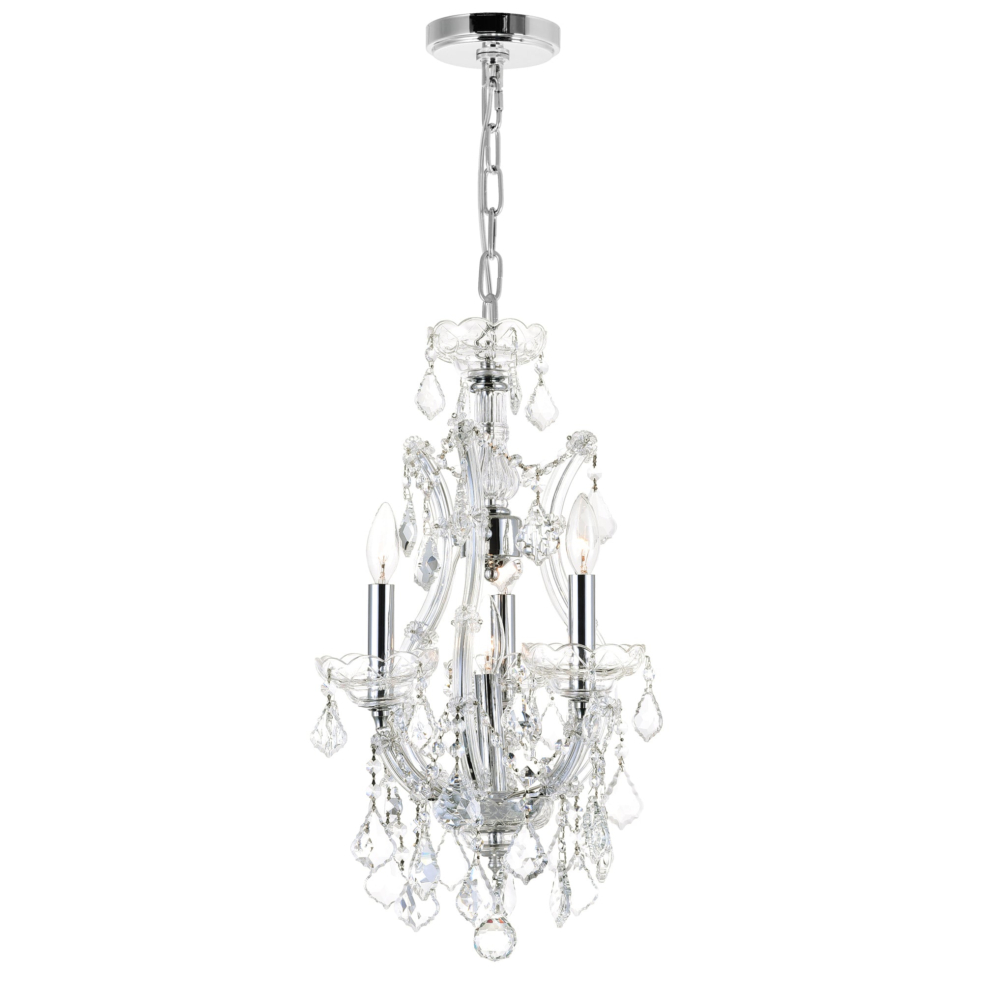 Maria Theresa 4 Light 12in Chrome Up Mini Chandelier with Crystals