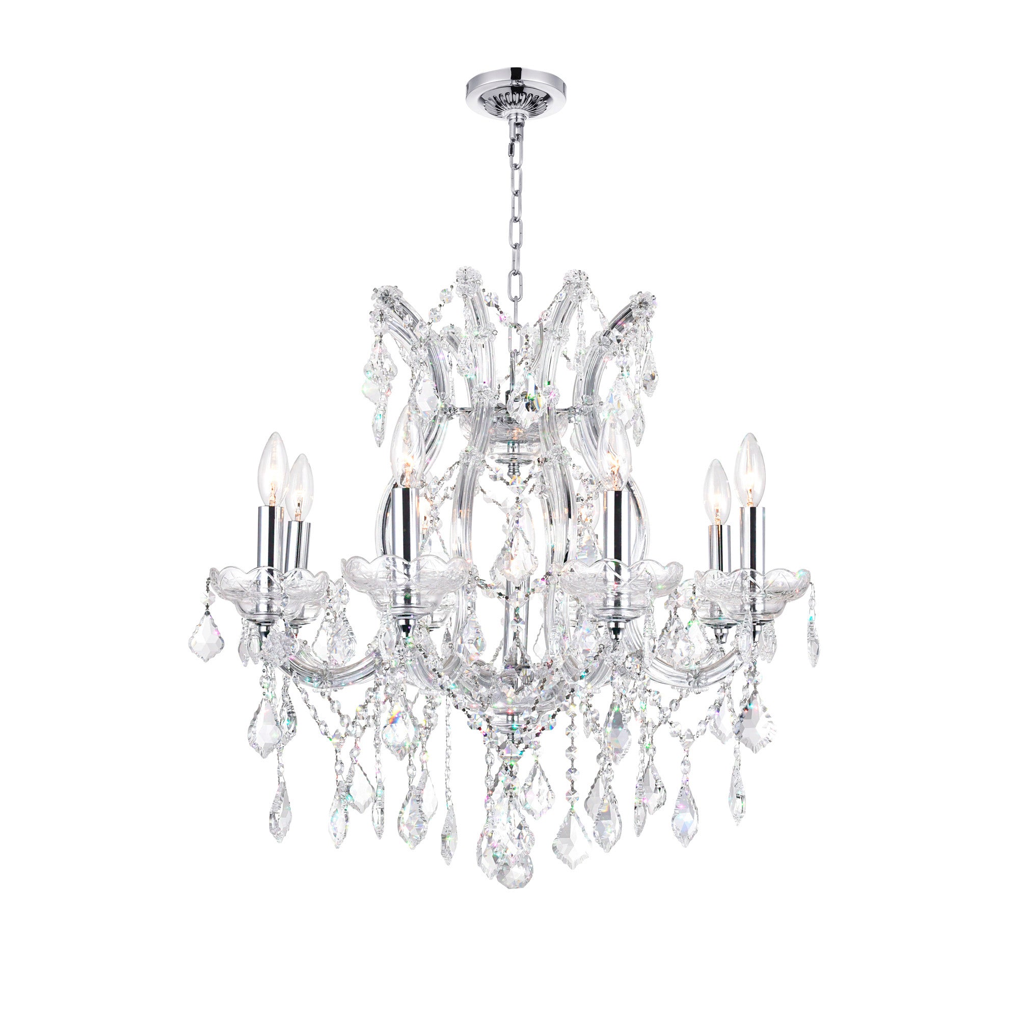 Maria Theresa 9 Light 24in Chrome Up Chandelier with Crystals