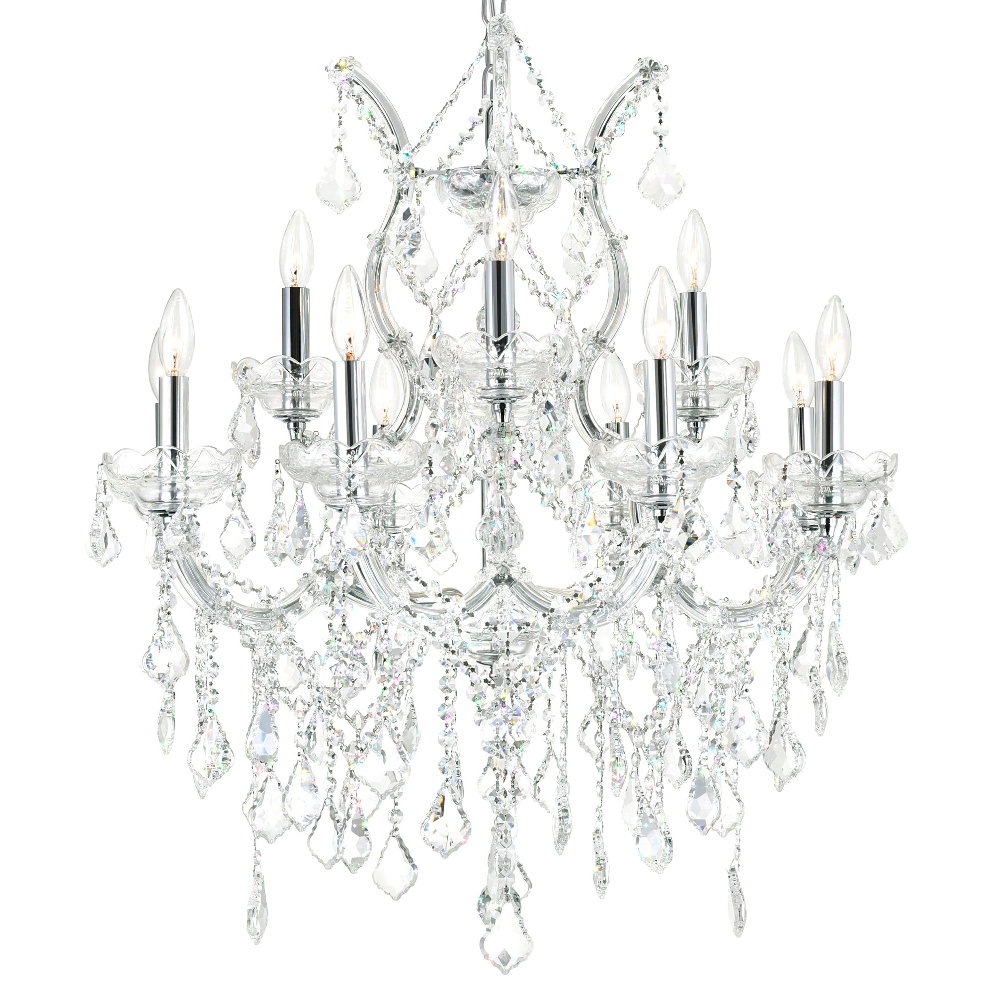 Maria Theresa 13 Light 30in Chrome Up Chandelier with Crystals