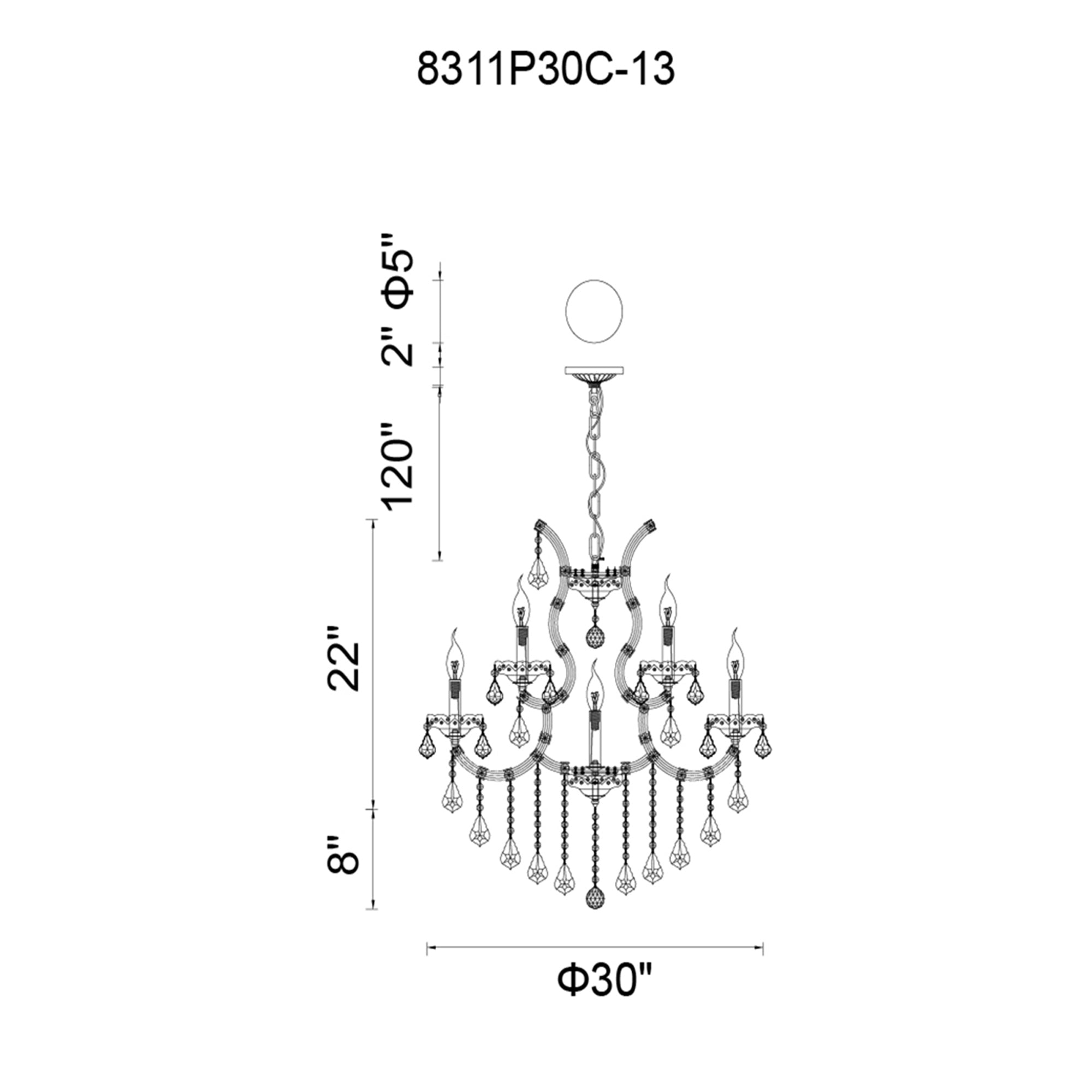 Maria Theresa 13 Light 30in Chrome Up Chandelier with Crystals