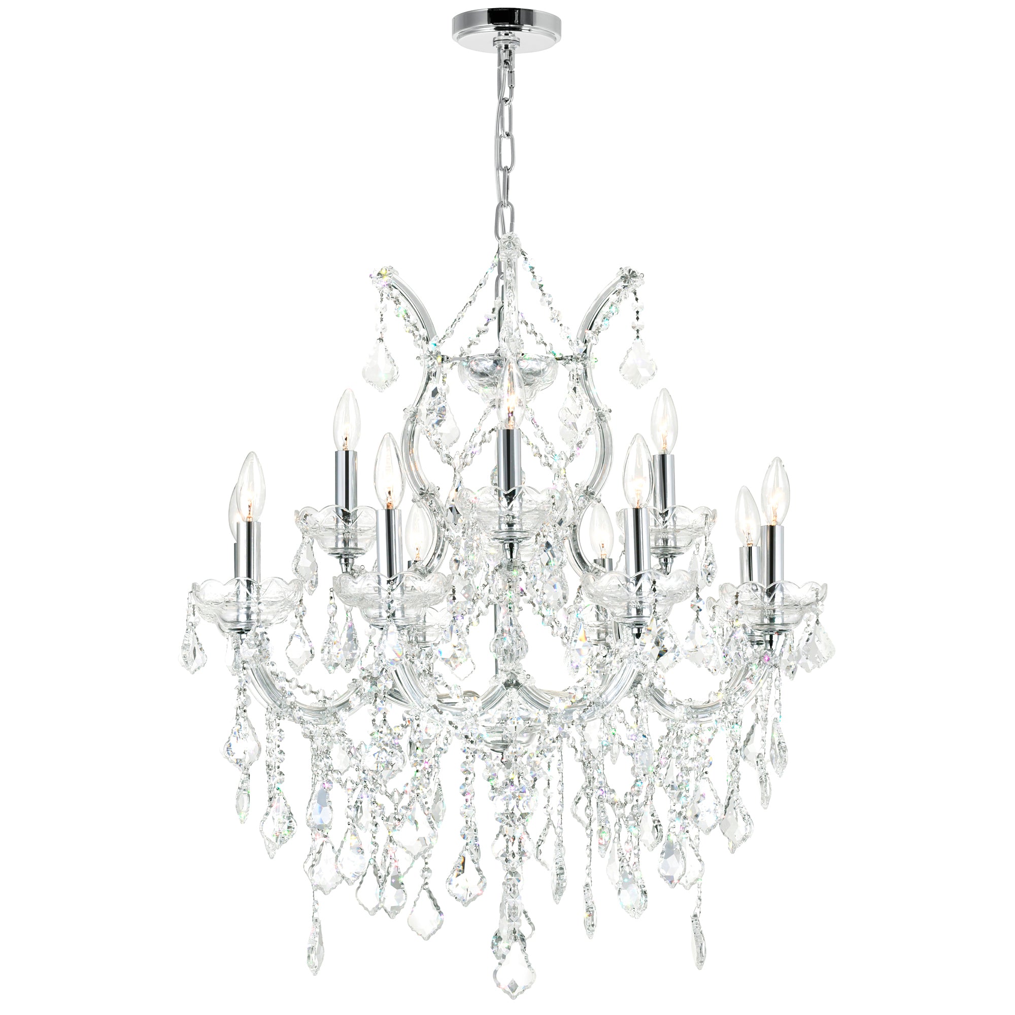 Maria Theresa 13 Light 30in Chrome Up Chandelier with Crystals