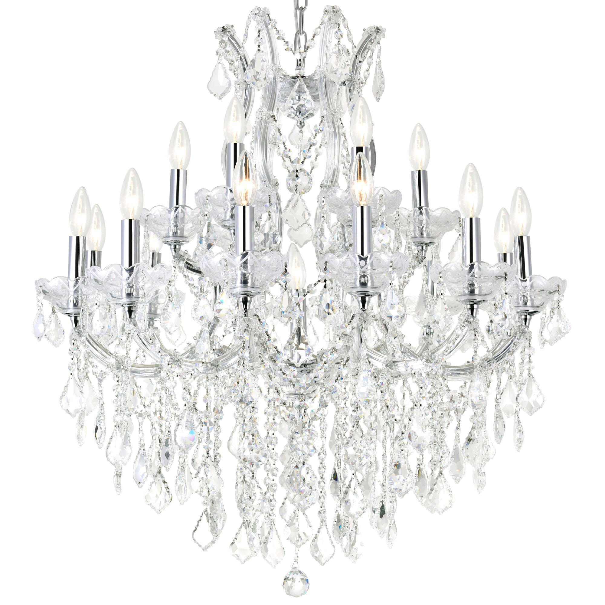 Maria Theresa 19 Light 32in Chrome Up Chandelier with Crystals