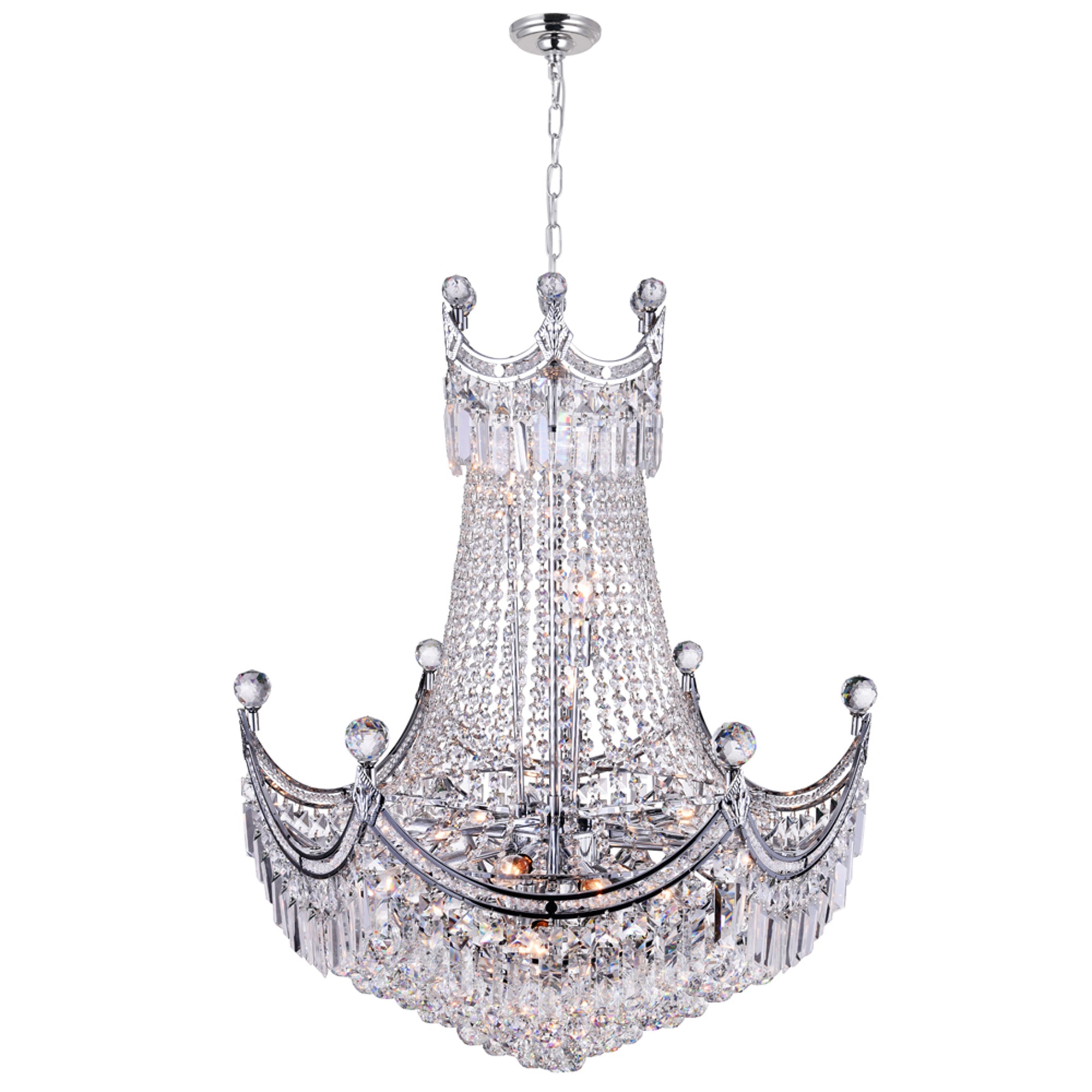 Amanda 15 Light Down Chandelier With Chrome Finish