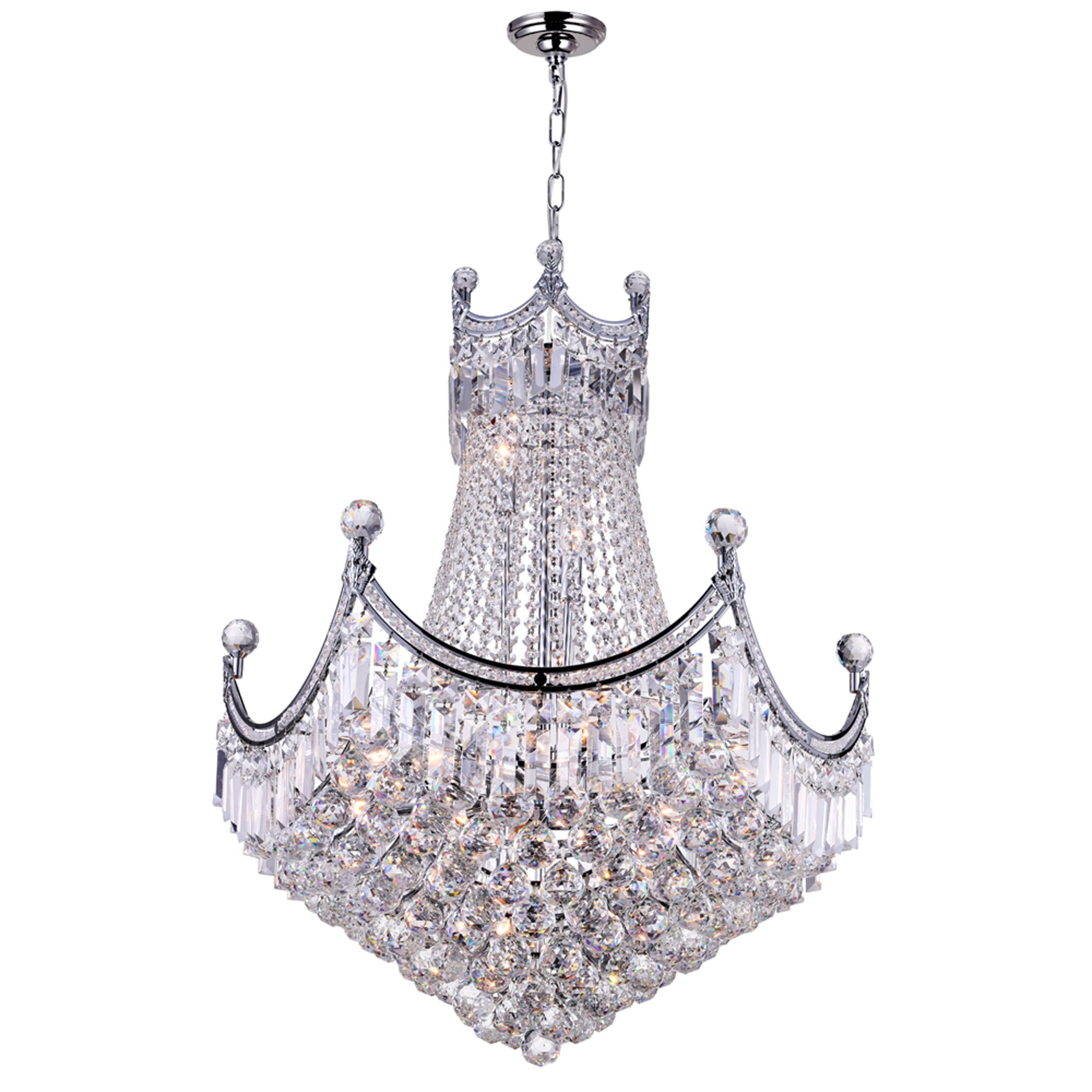 Amanda 15 Light Down Chandelier With Chrome Finish