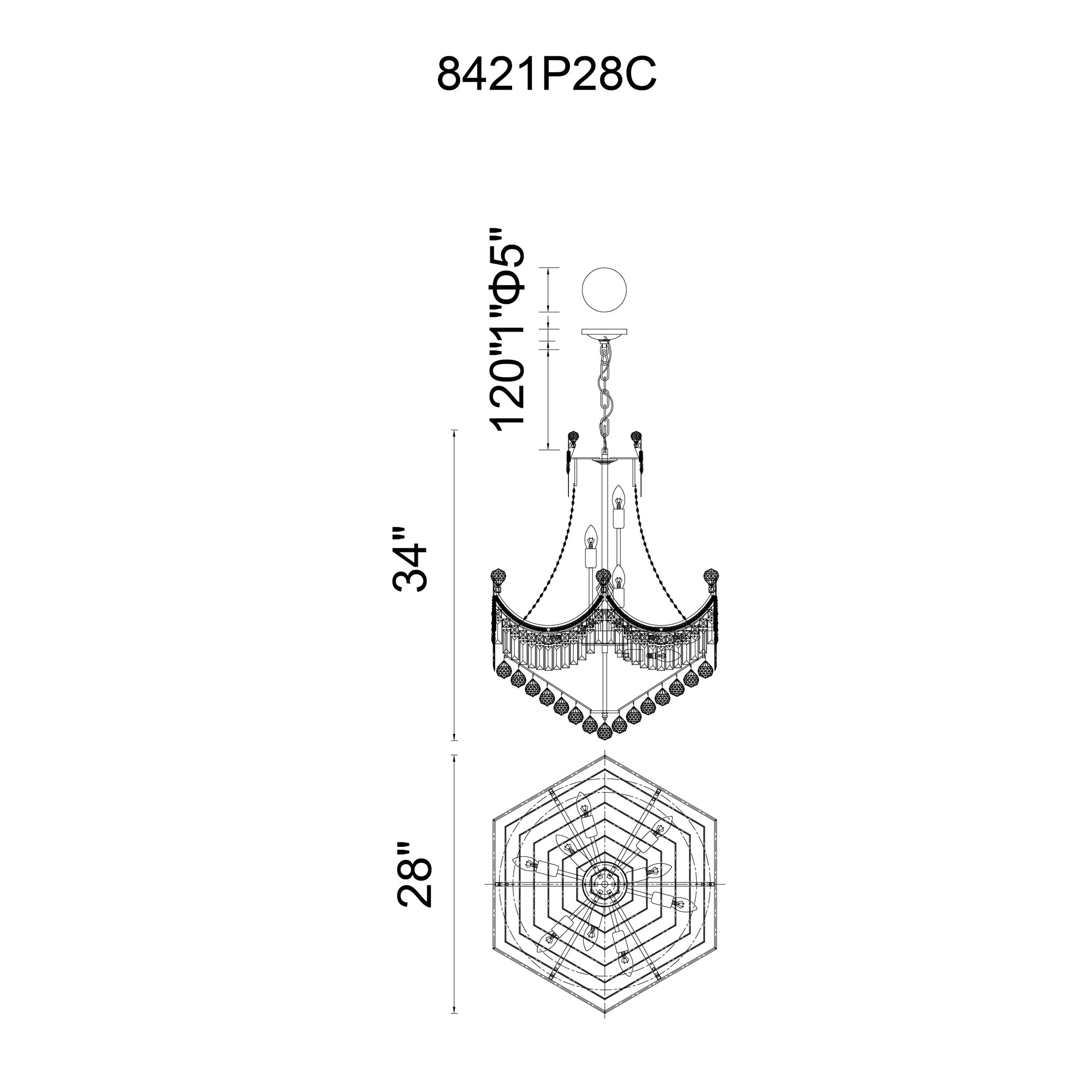 Amanda 15 Light Down Chandelier With Chrome Finish