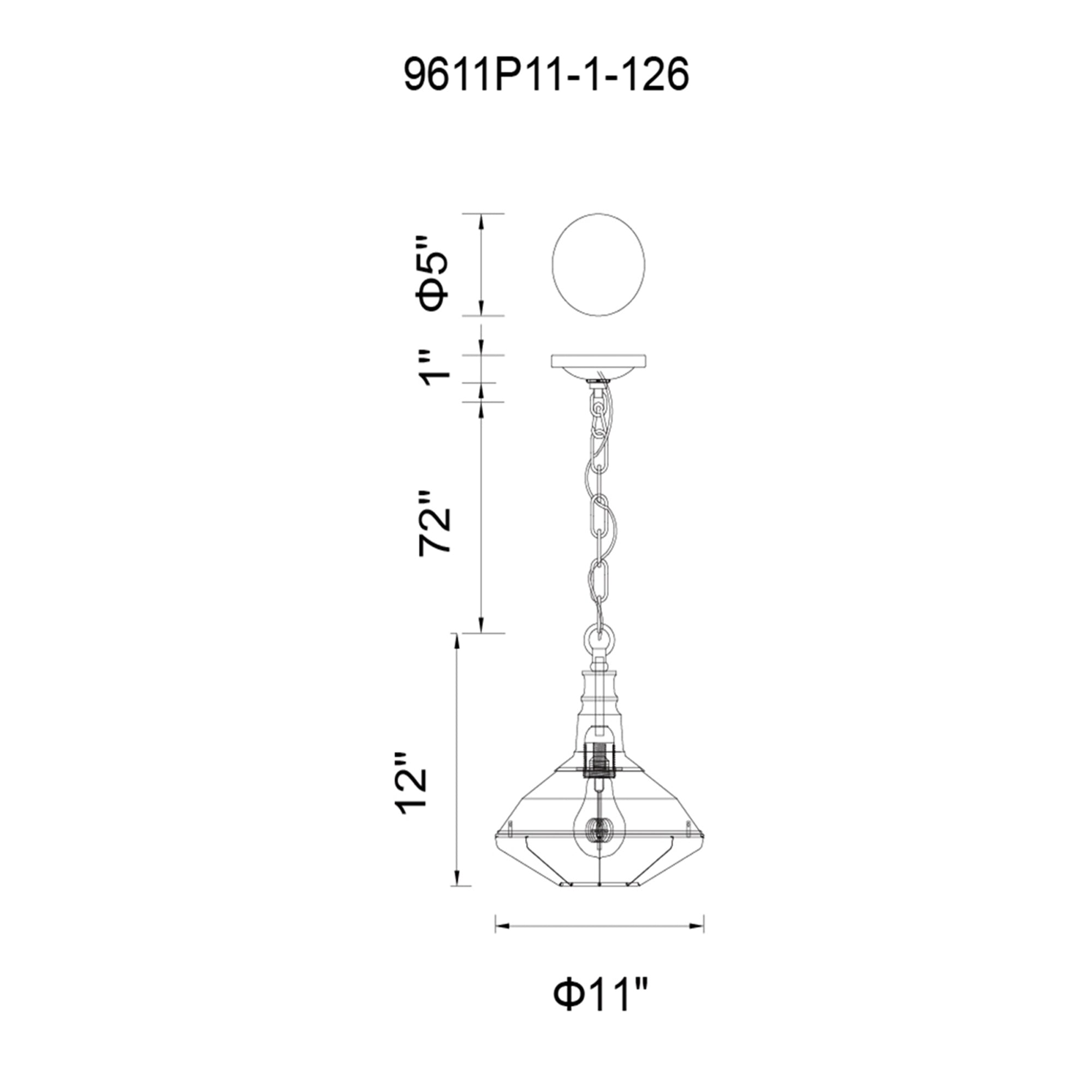 Morgan 1 Light 11in Black Down Mini Pendant