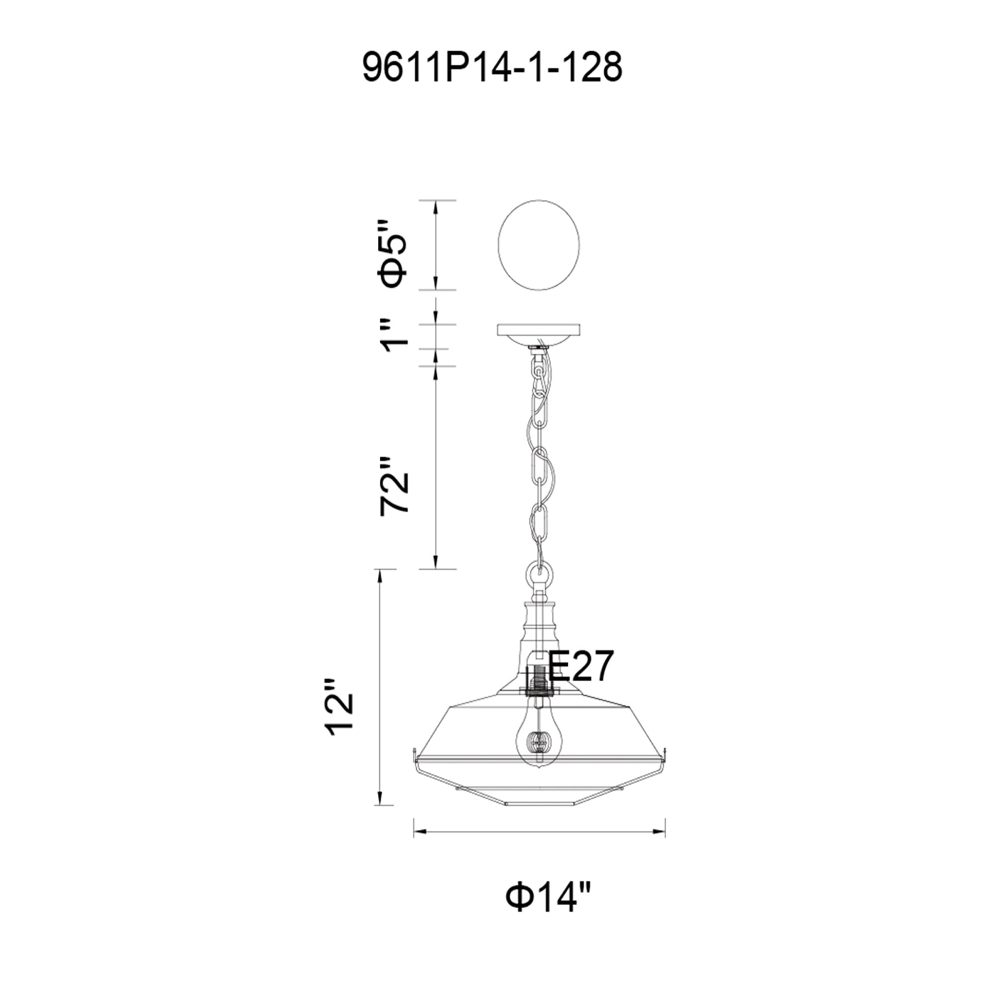 Morgan 1 Light 14in Black Down Mini Pendant