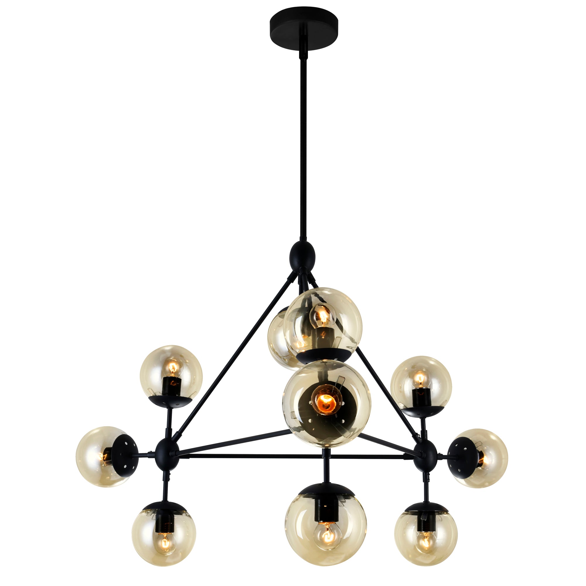 Glow 10 Light 39in Black Chandelier