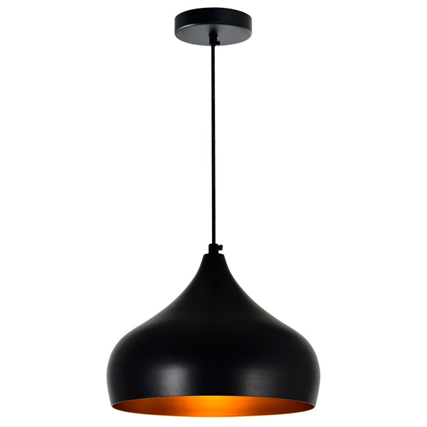 Dynamic 1 Light 9in Black Down Pendant