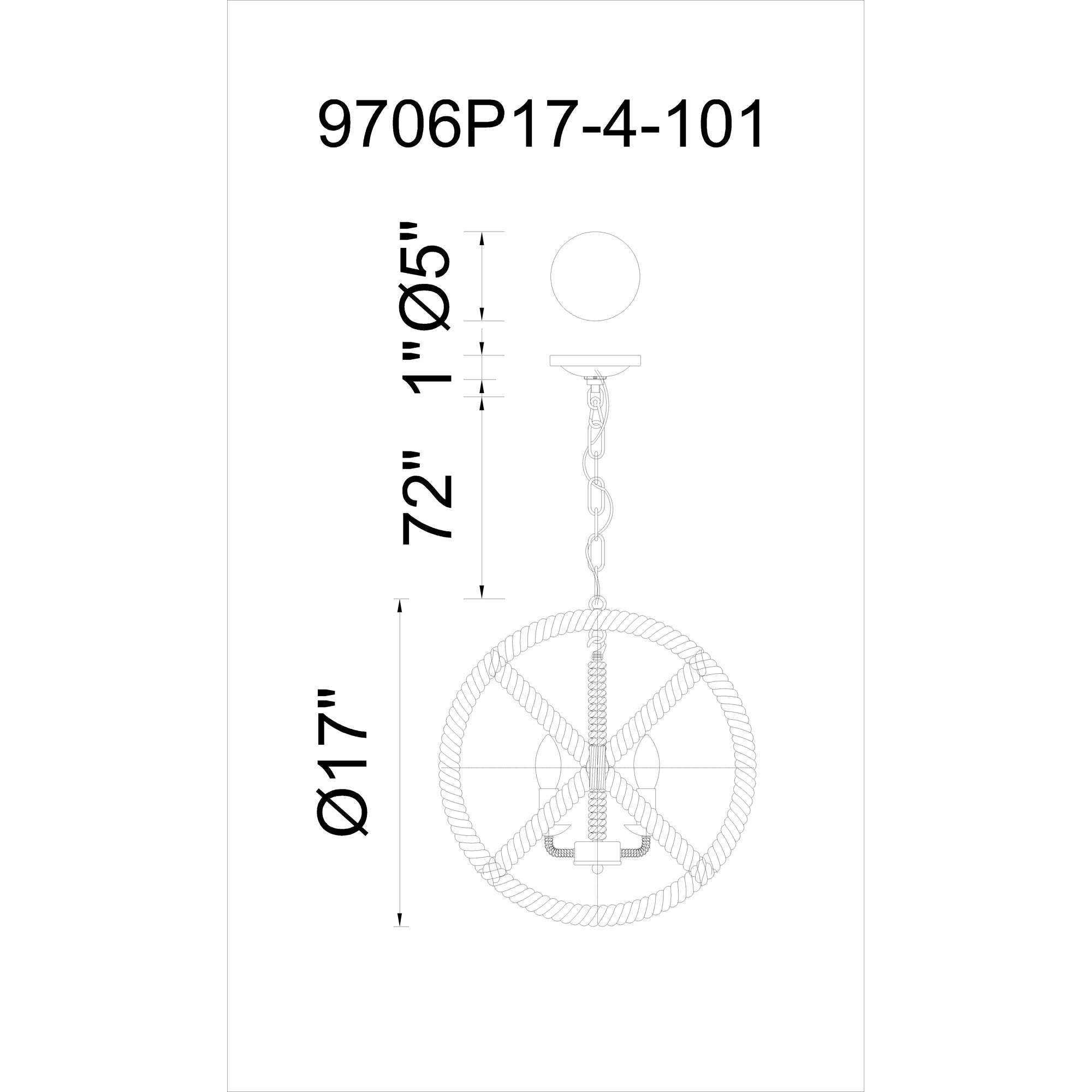 Padma 4 Light 17in Black Chandelier