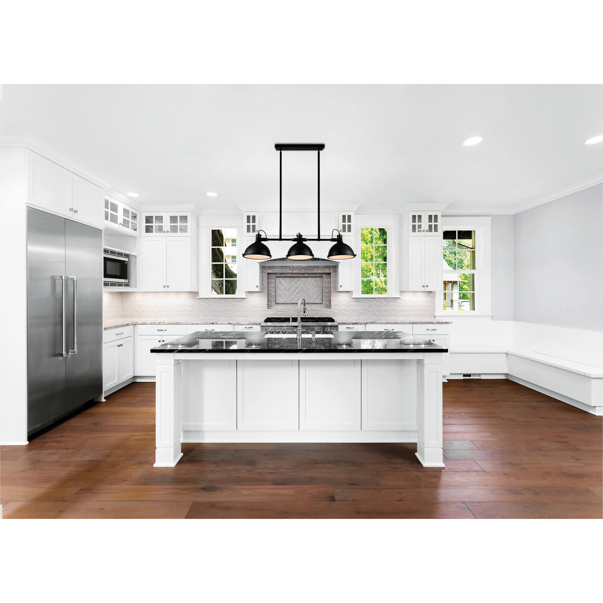 Strum 3 Light 50in Black Island Chandelier