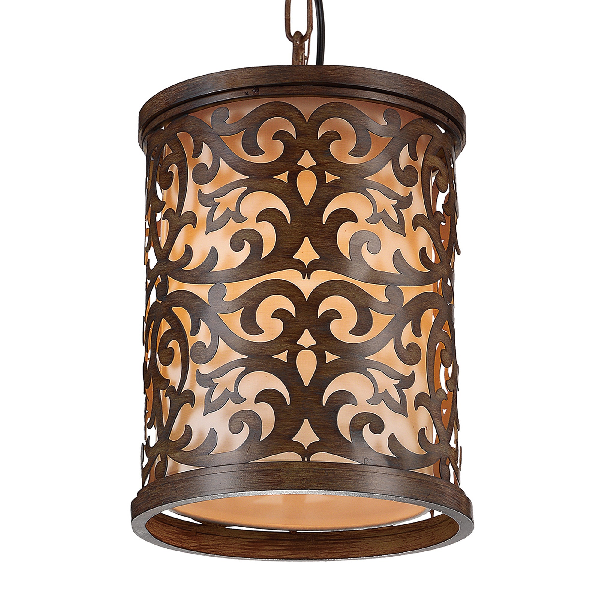 Nicole 1 Light 9in Brushed Chocolate Drum Shade Mini Pendant