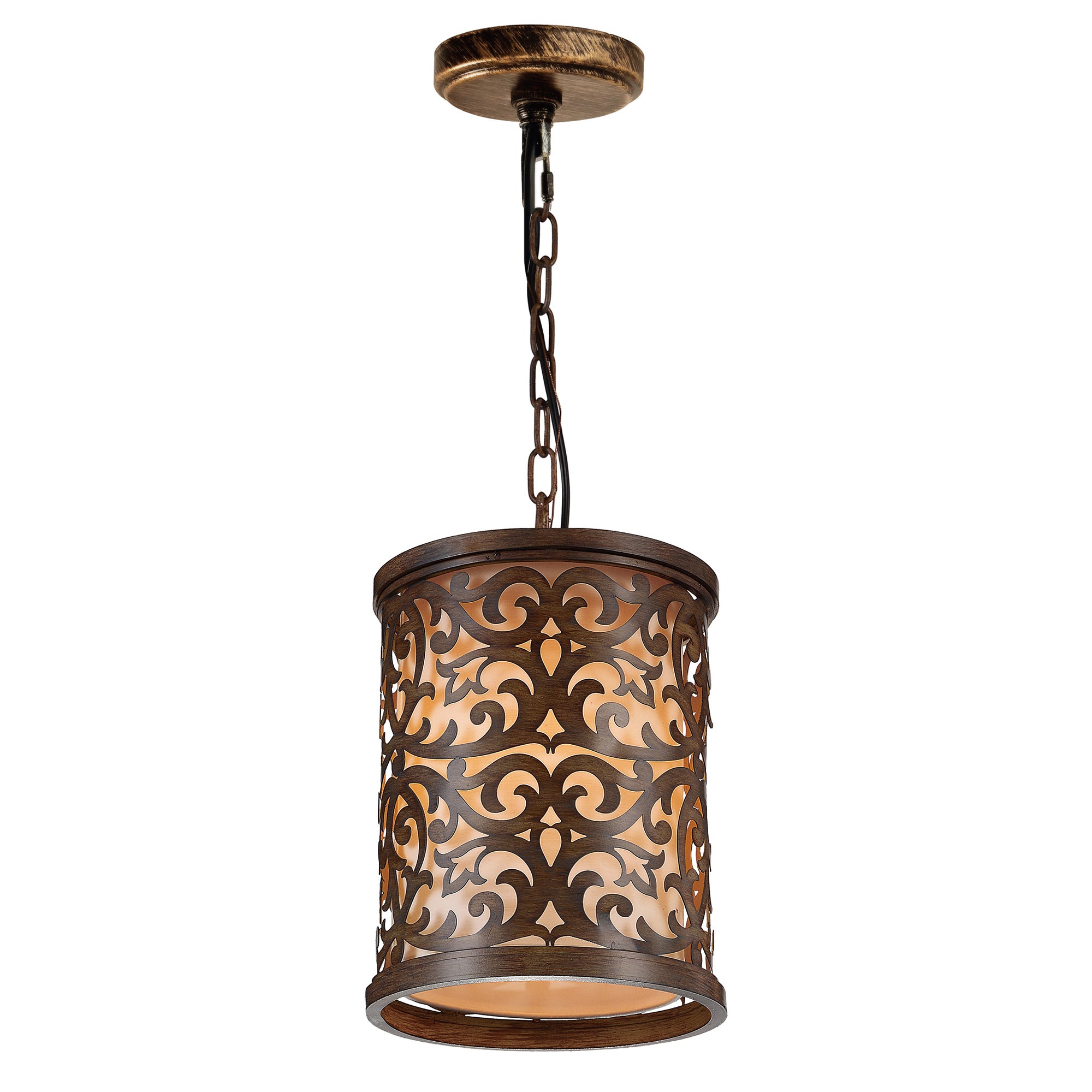 Nicole 1 Light 9in Brushed Chocolate Drum Shade Mini Pendant