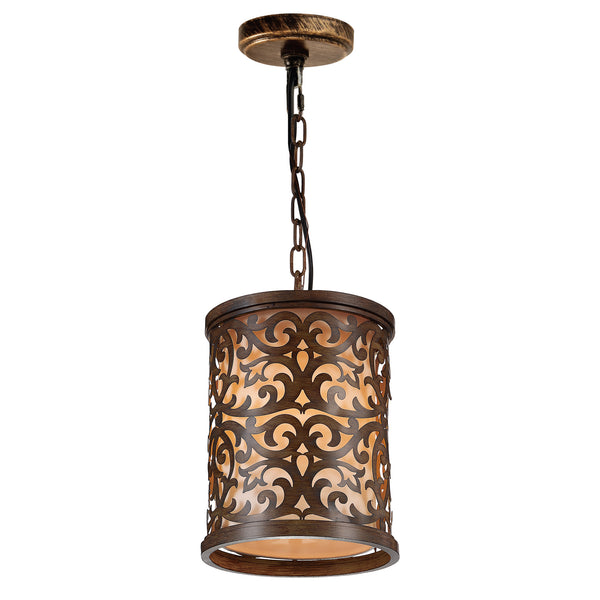 Nicole 1 Light 9in Brushed Chocolate Drum Shade Mini Pendant