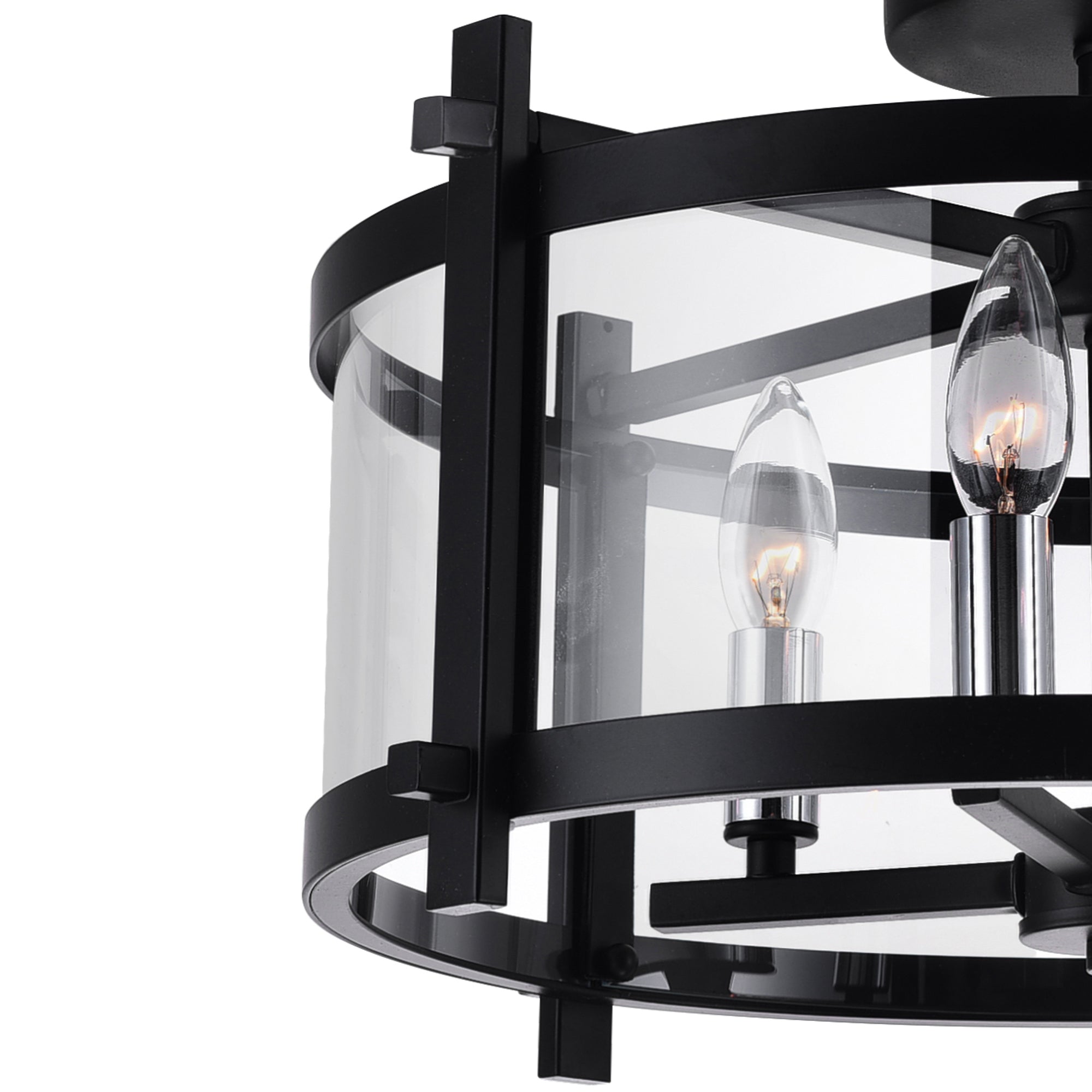 Miette 4 Light 18in Black Cage Flush Mount