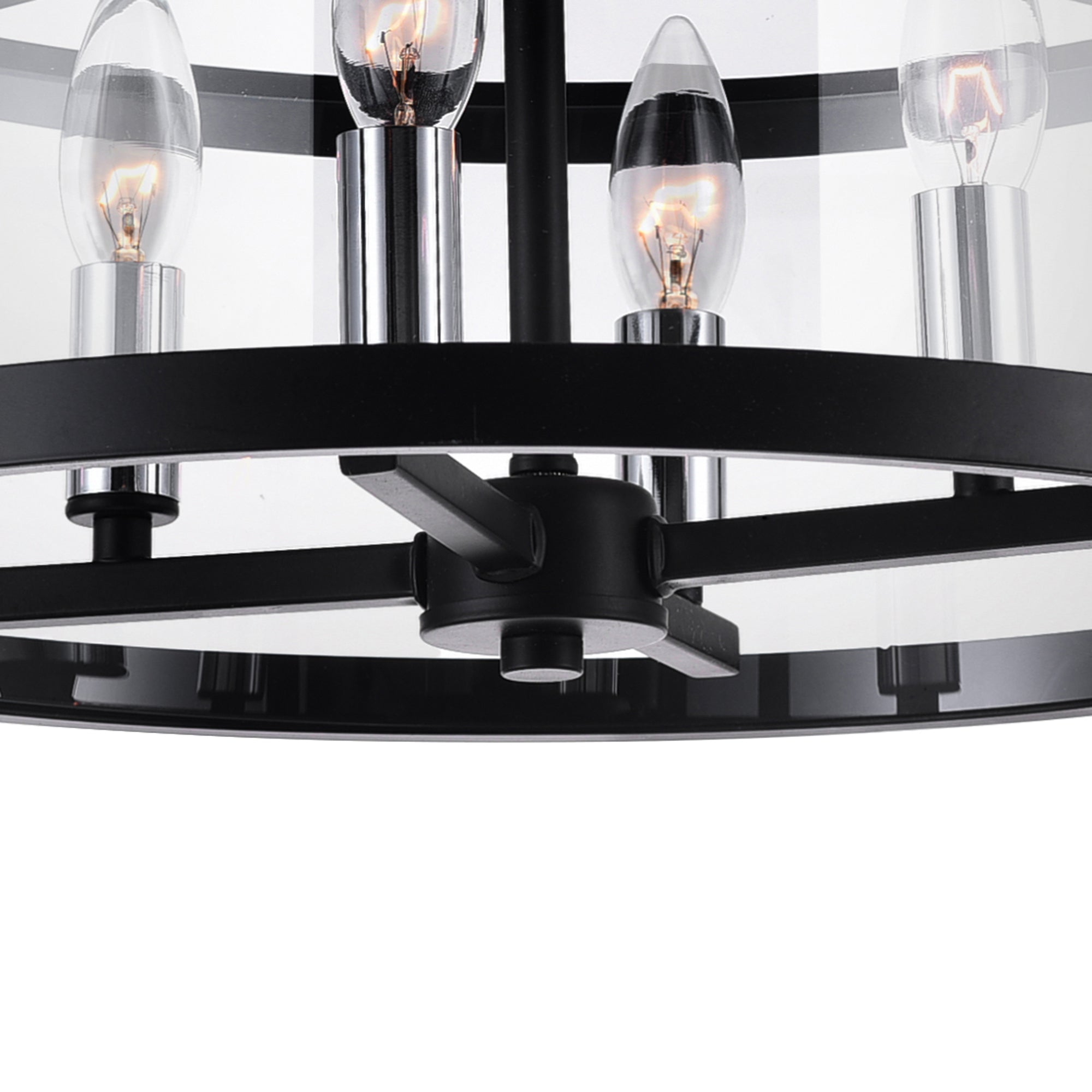 Miette 4 Light 18in Black Cage Flush Mount