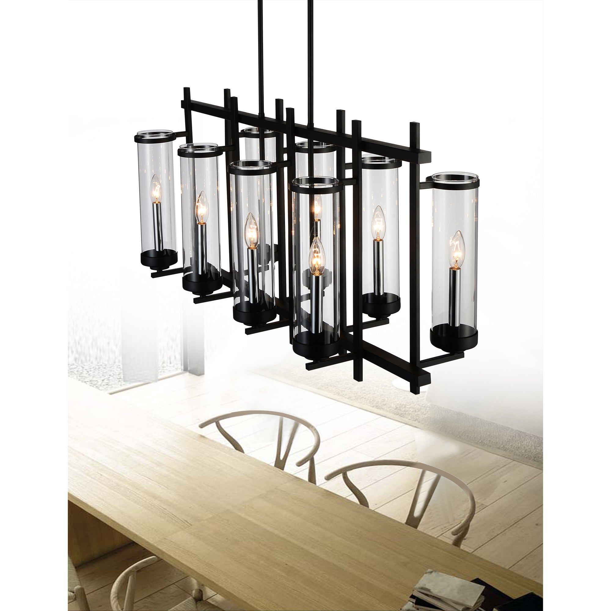 Sierra 8 Light 38in Black Chandelier