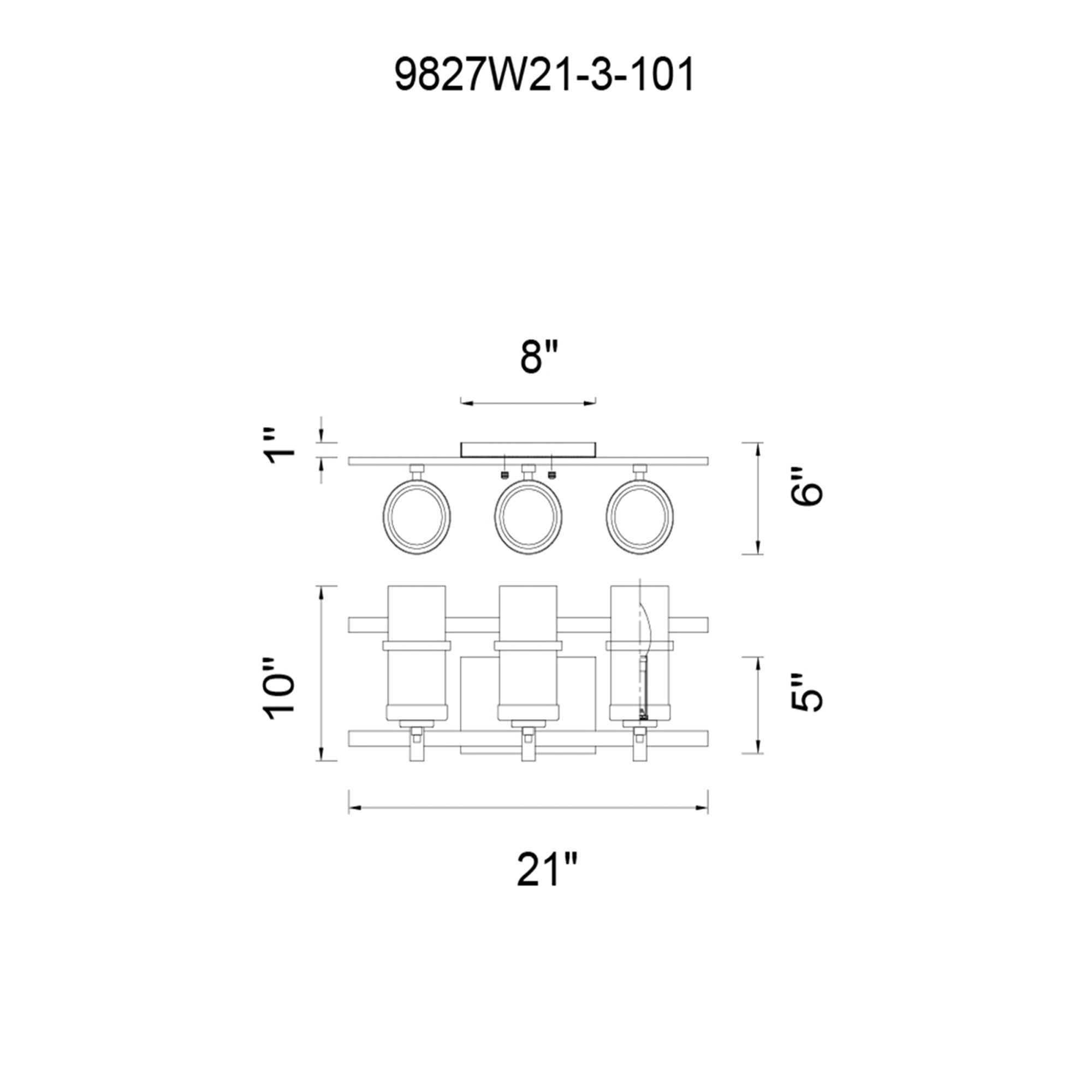 Sierra 3 Light 21in Black Wall Sconce