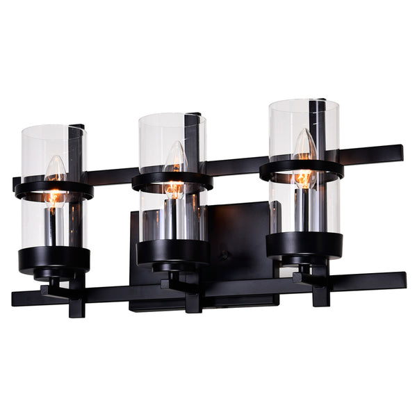 Sierra 3 Light 21in Black Wall Sconce