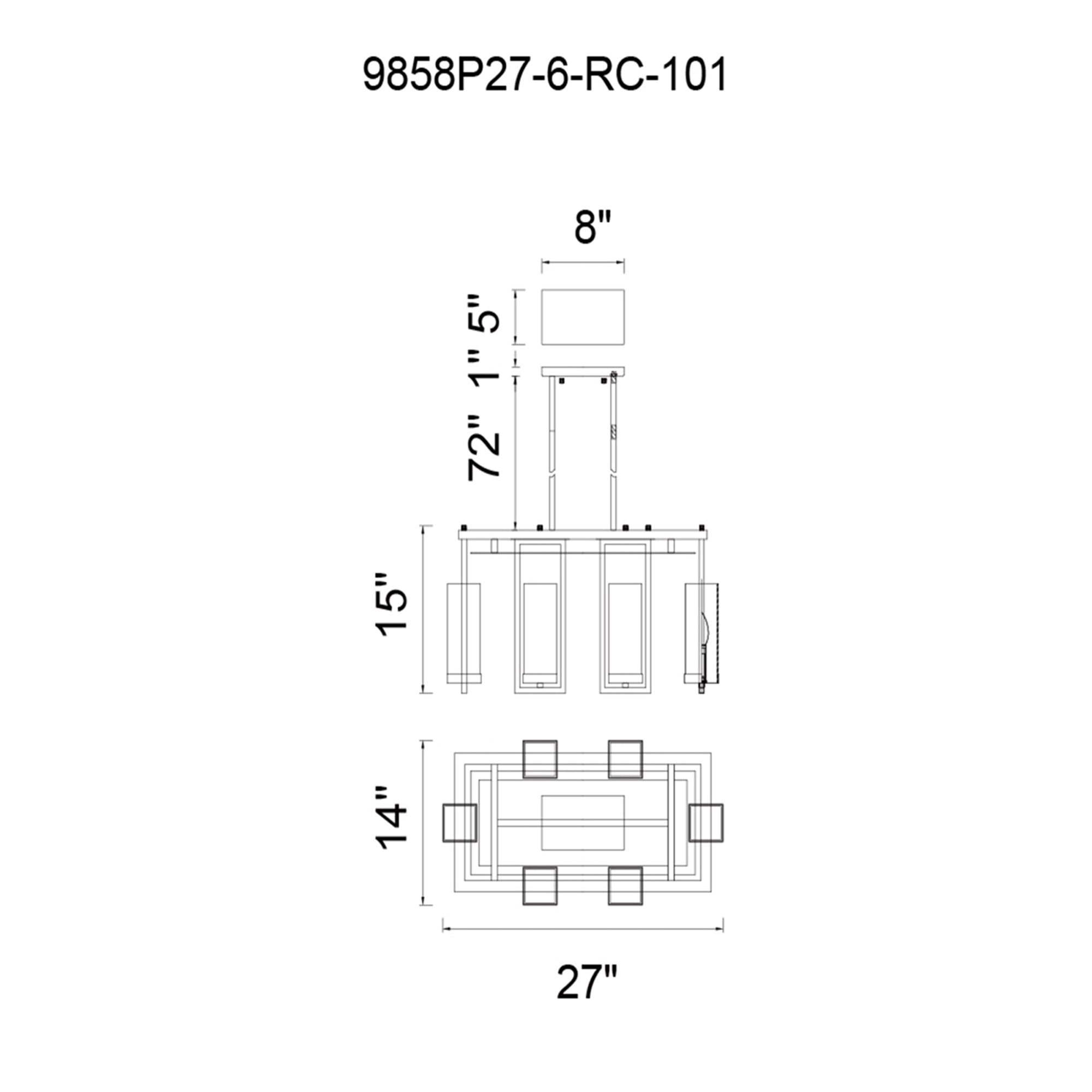 Vanna 6 Light Up Chandelier With Black Finish