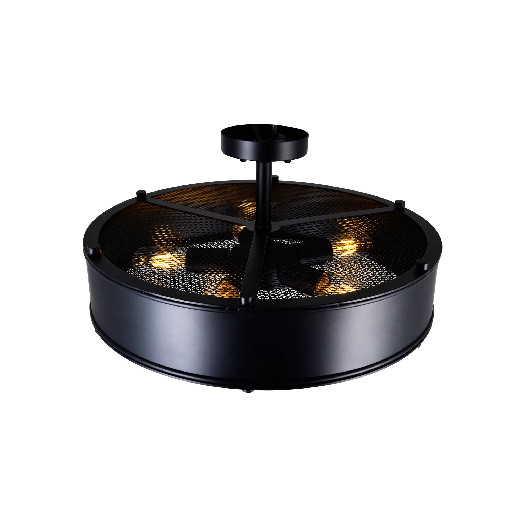 Tigris 5 Light 20in Black Drum Shade Flush Mount