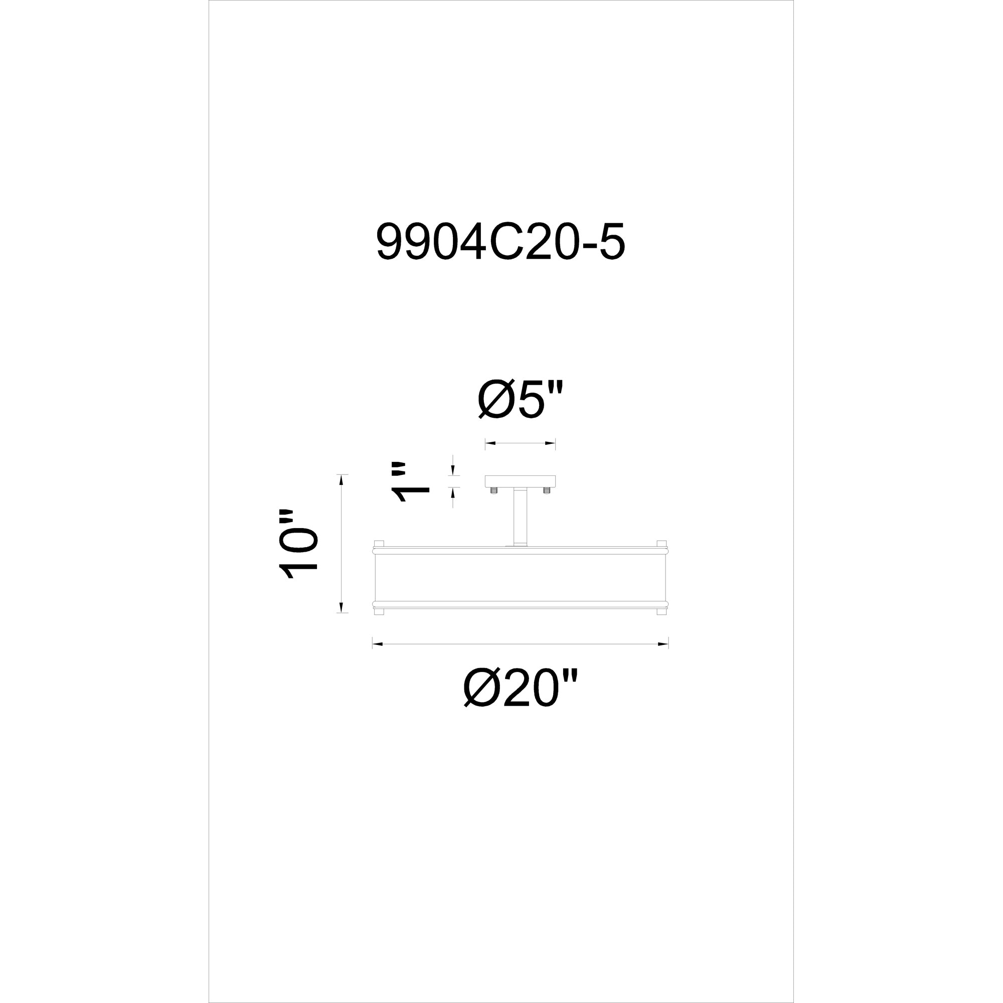 Tigris 5 Light 20in Black Drum Shade Flush Mount