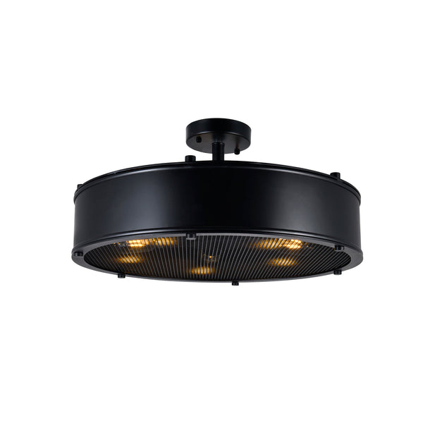 Tigris 5 Light 20in Black Drum Shade Flush Mount