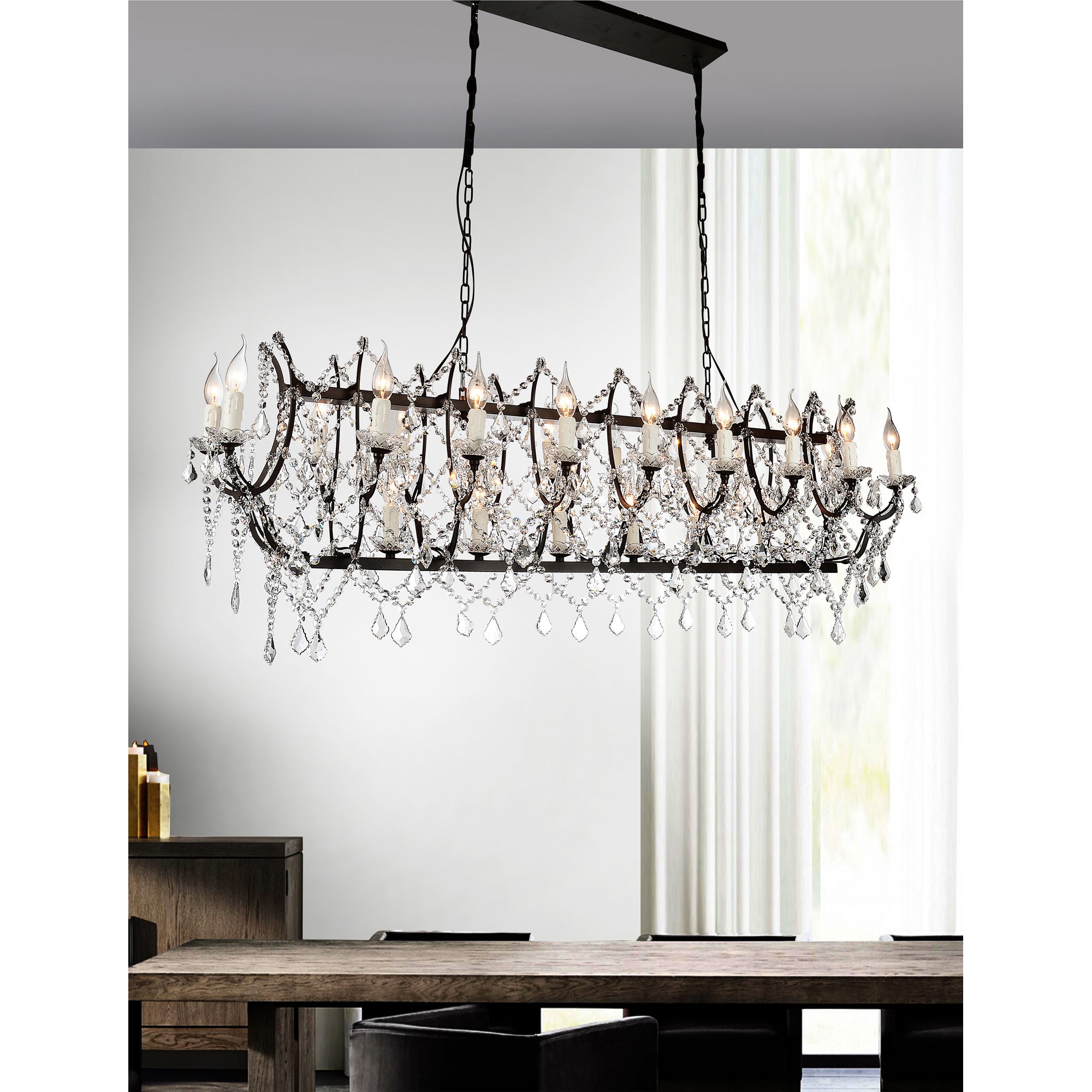 Phraya 21 Light Up Chandelier With Light Brown Finish