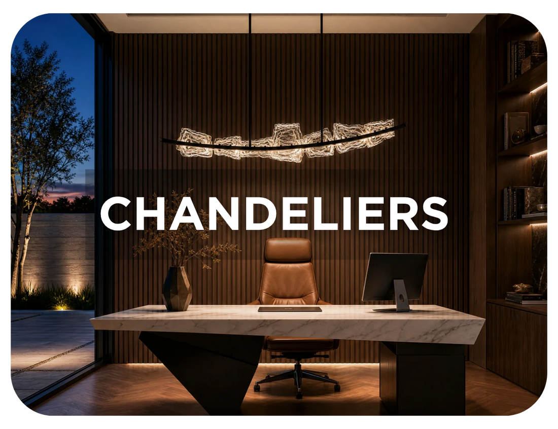 Modern chandelier in a stylish office interior