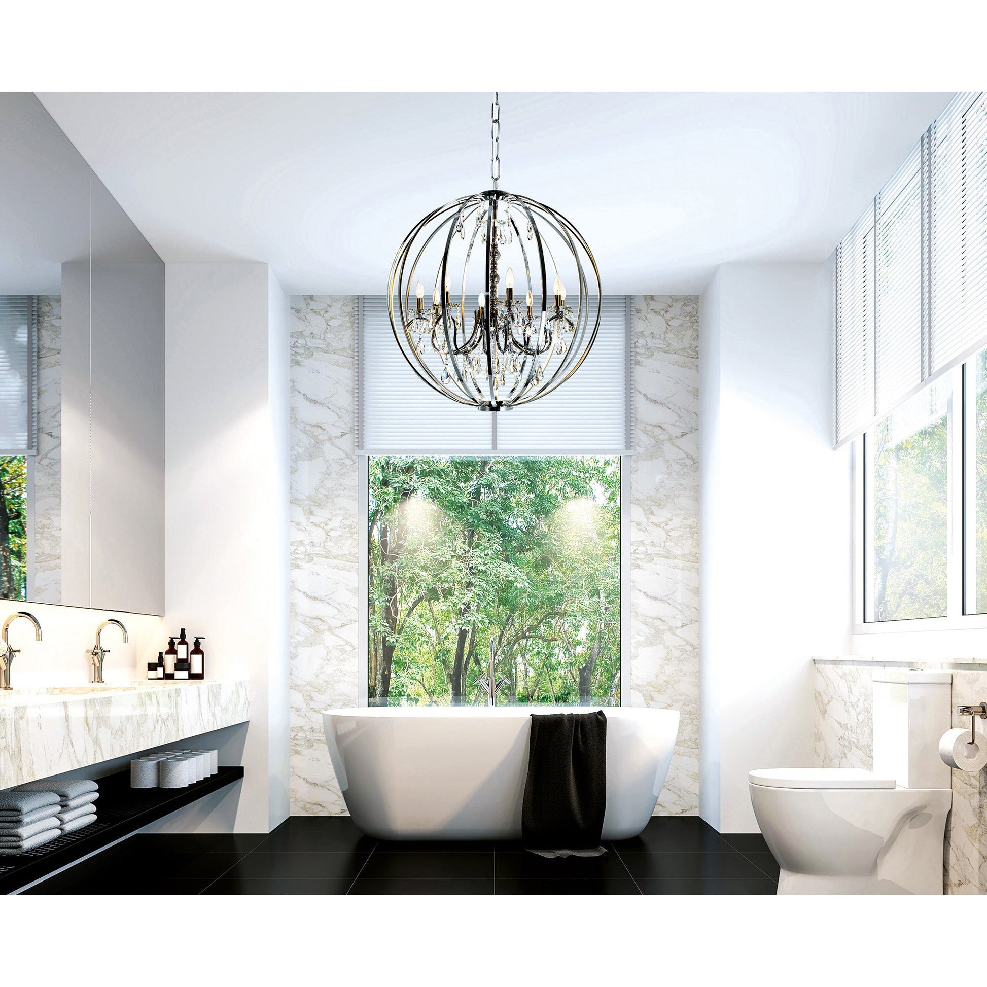Abia 8 Light Chrome Chandelier - CWI Lighting
