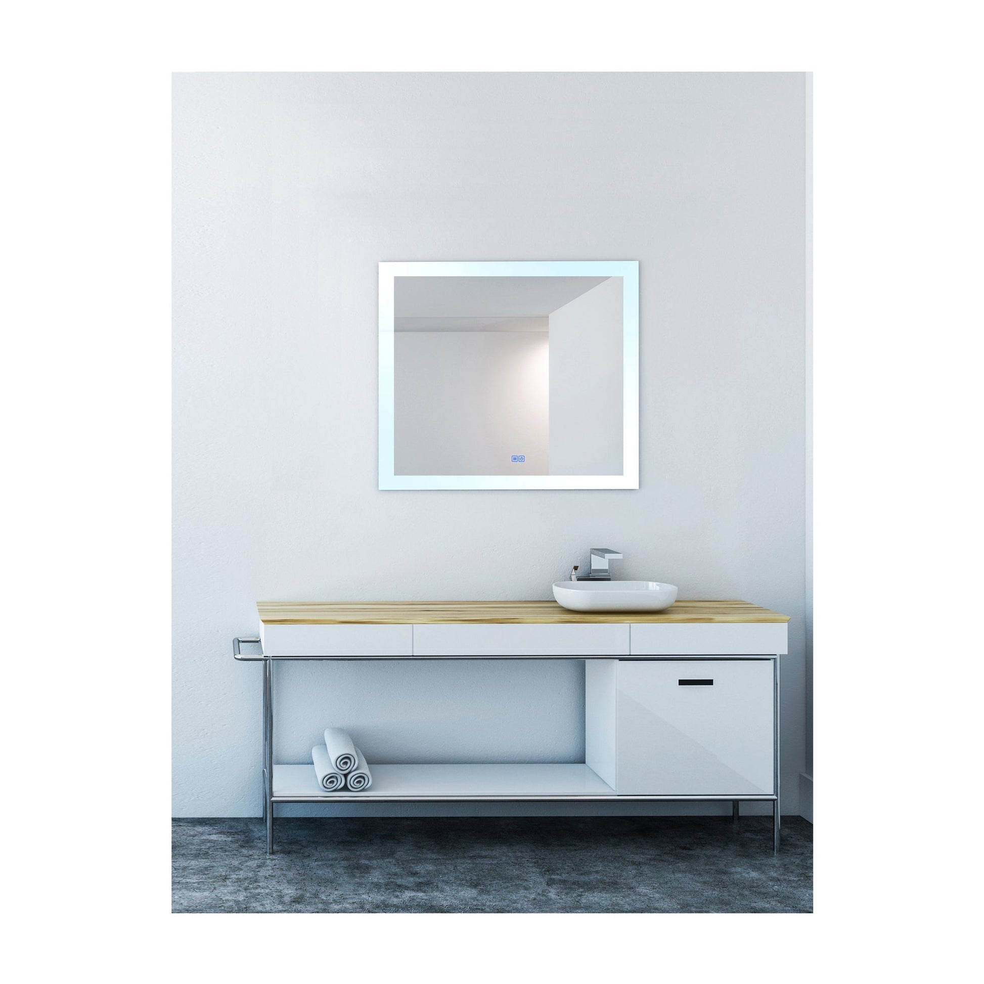 Abigail Rectangular 40x36in Matte White Integrated LED Mirror - CWI Lighting