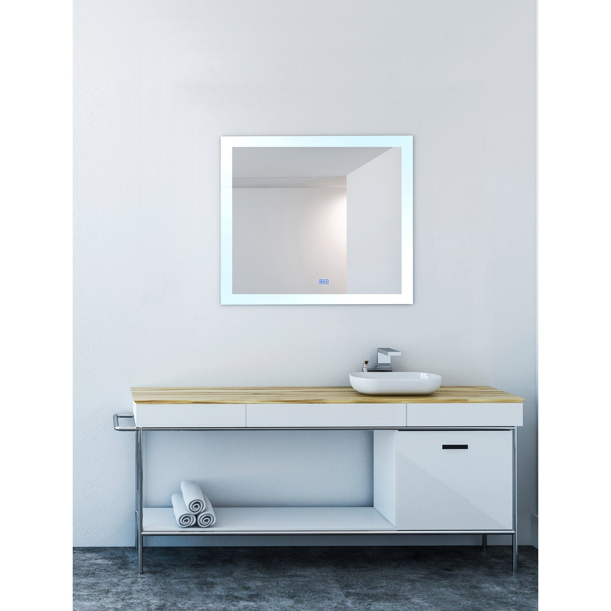 Abigail Rectangular 40x36in Matte White Integrated LED Mirror - CWI Lighting