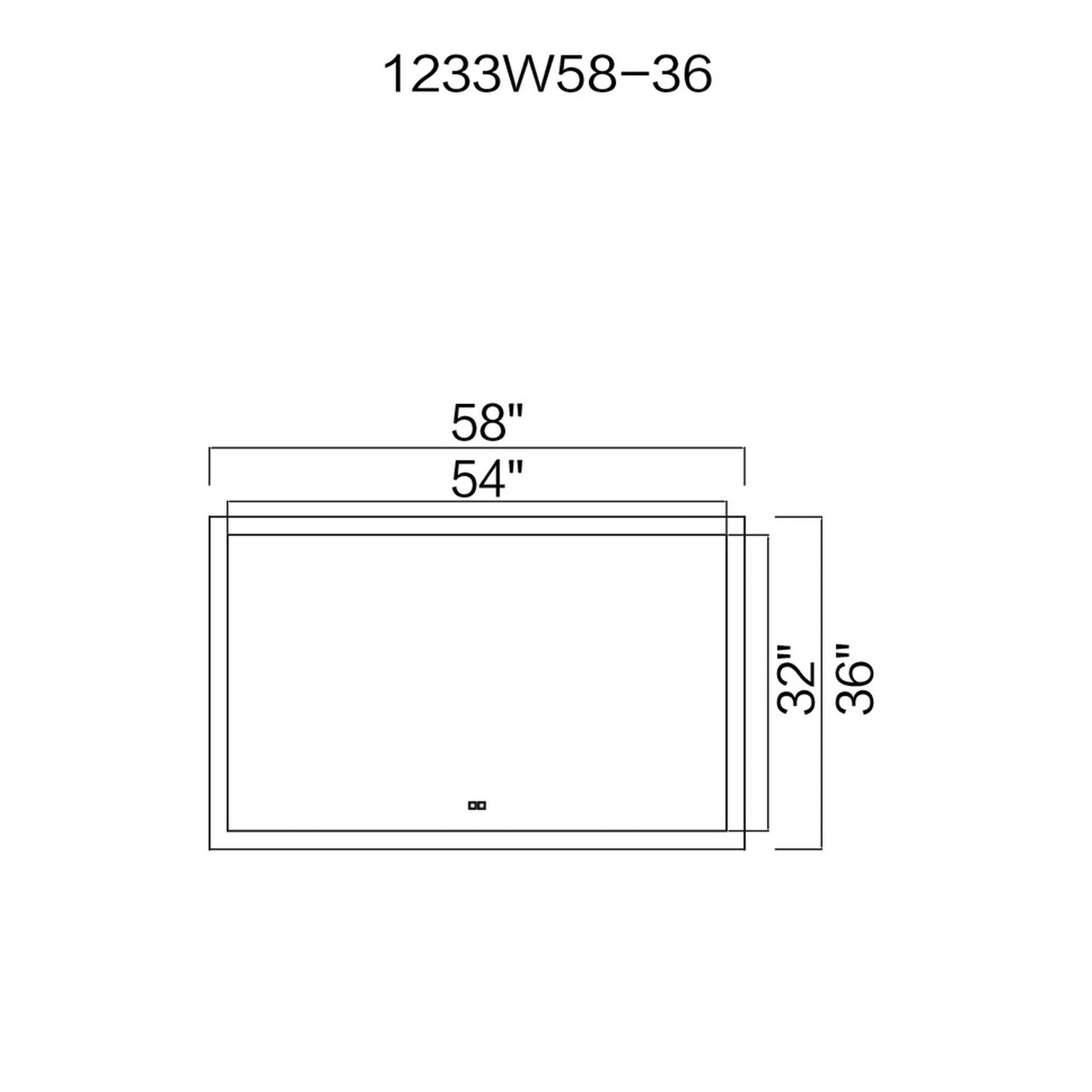 Abigail Rectangular 58x36in Matte White Integrated LED Mirror - CWI Lighting