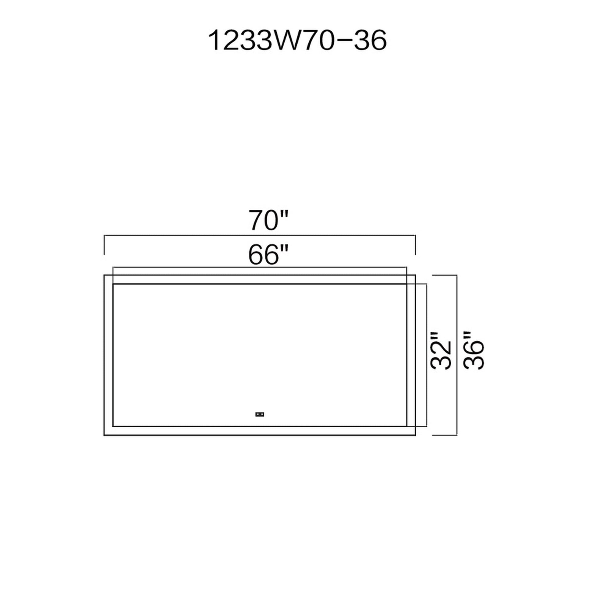 Abigail Rectangular 70x36in Matte White Integrated LED Mirror - CWI Lighting