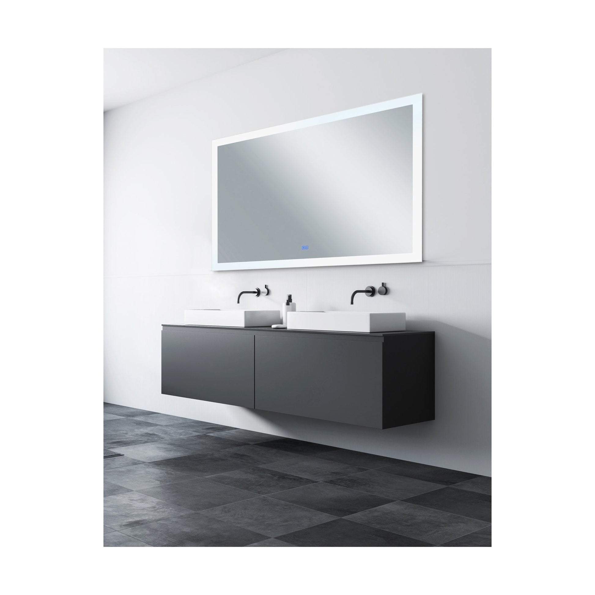 Abigail Rectangular 70x36in Matte White Integrated LED Mirror - CWI Lighting