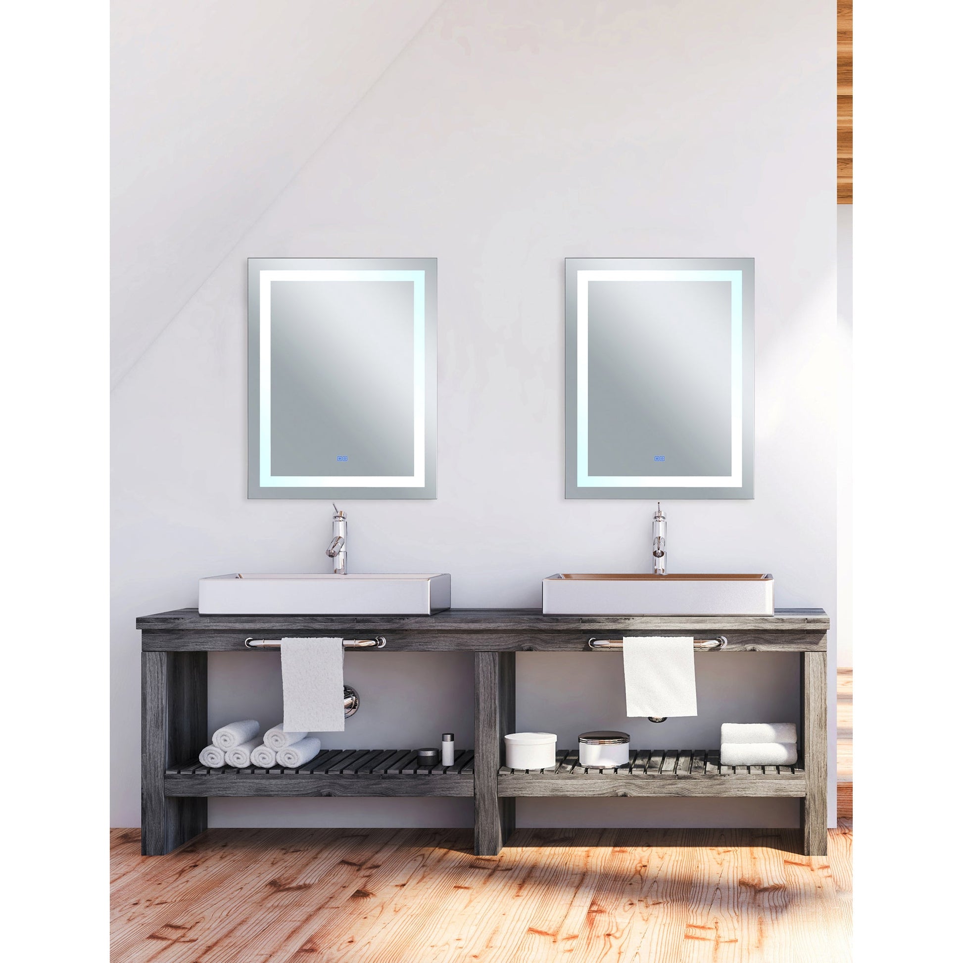 Abril Rectangular 32x40in Matte White Integrated LED Mirror - CWI Lighting