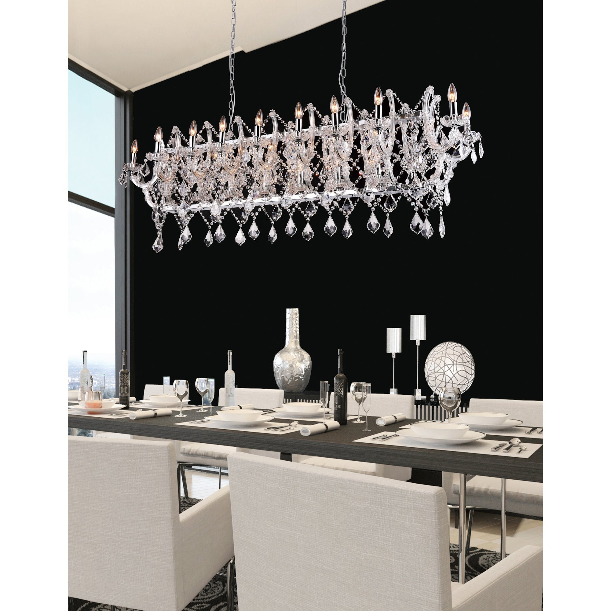 Aleka 24 Light Candle Chandelier With Chrome Finish - CWI Lighting