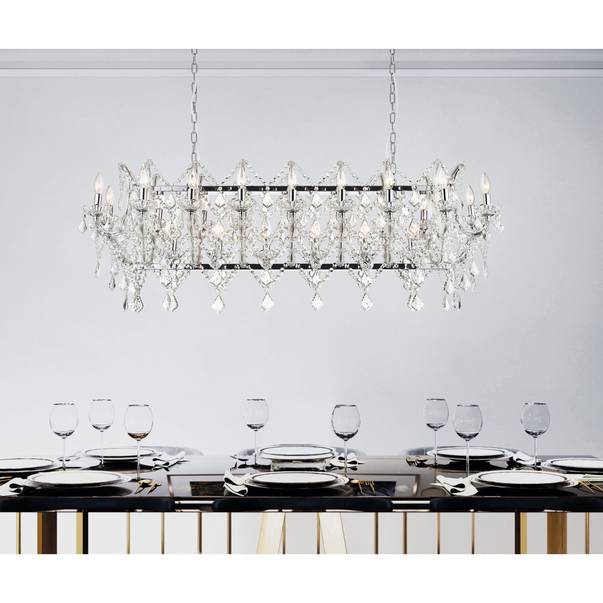 Aleka 24 Light Candle Chandelier With Chrome Finish - CWI Lighting