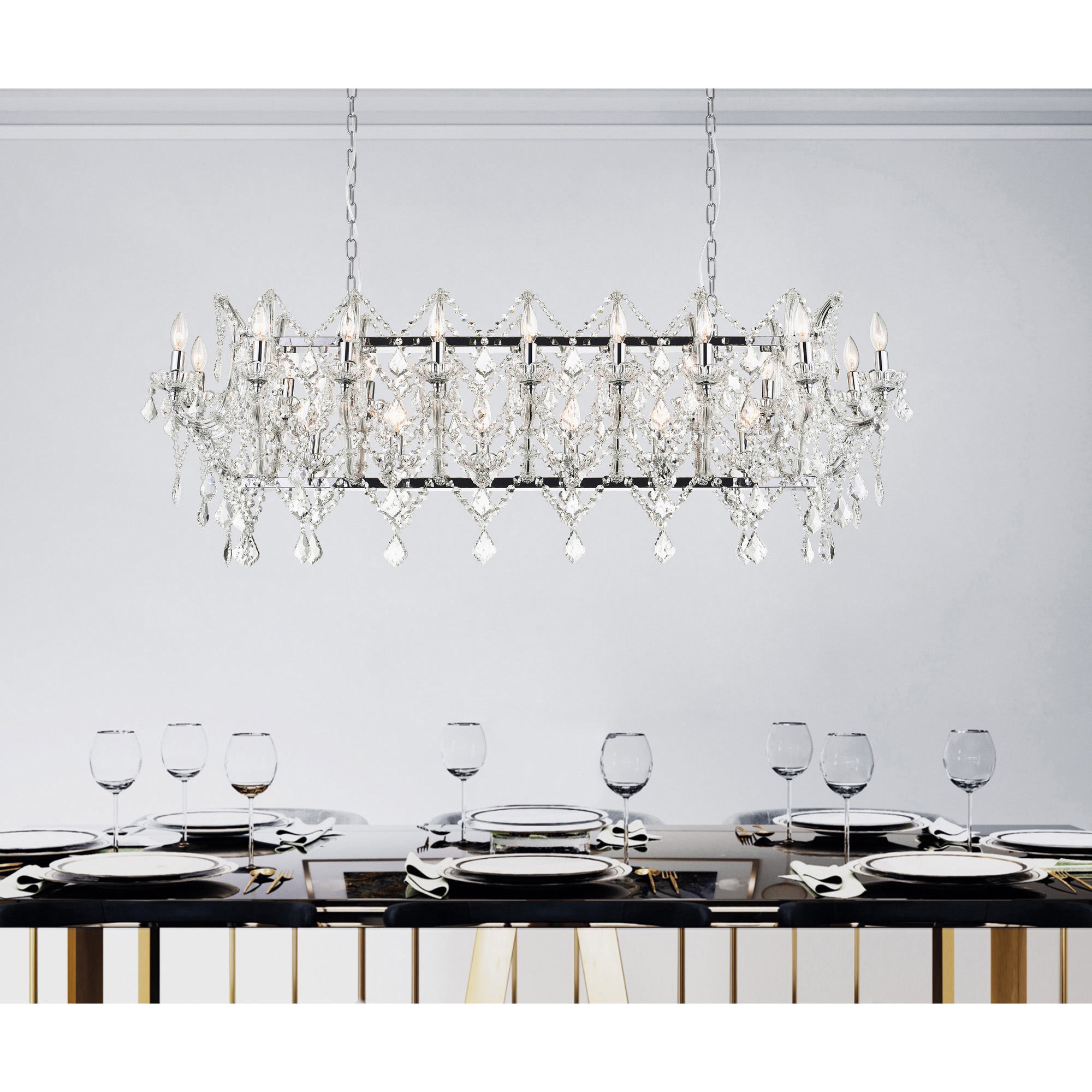 Aleka 24 Light Candle Chandelier With Chrome Finish - CWI Lighting