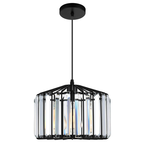 Alethia 1 Light Black Drum Shade Pendant - CWI Lighting