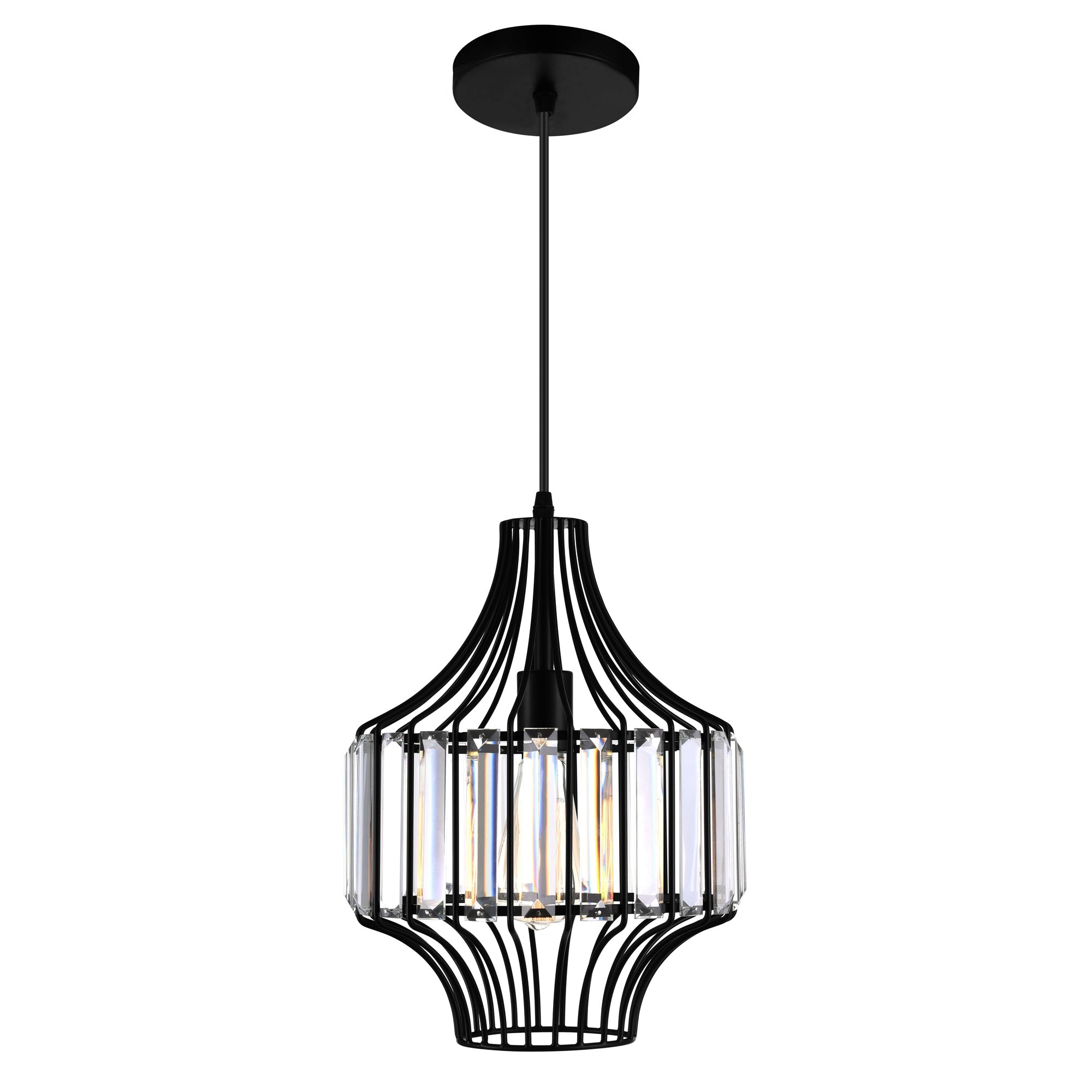 Alethia 1 Light Black Pendant - CWI Lighting