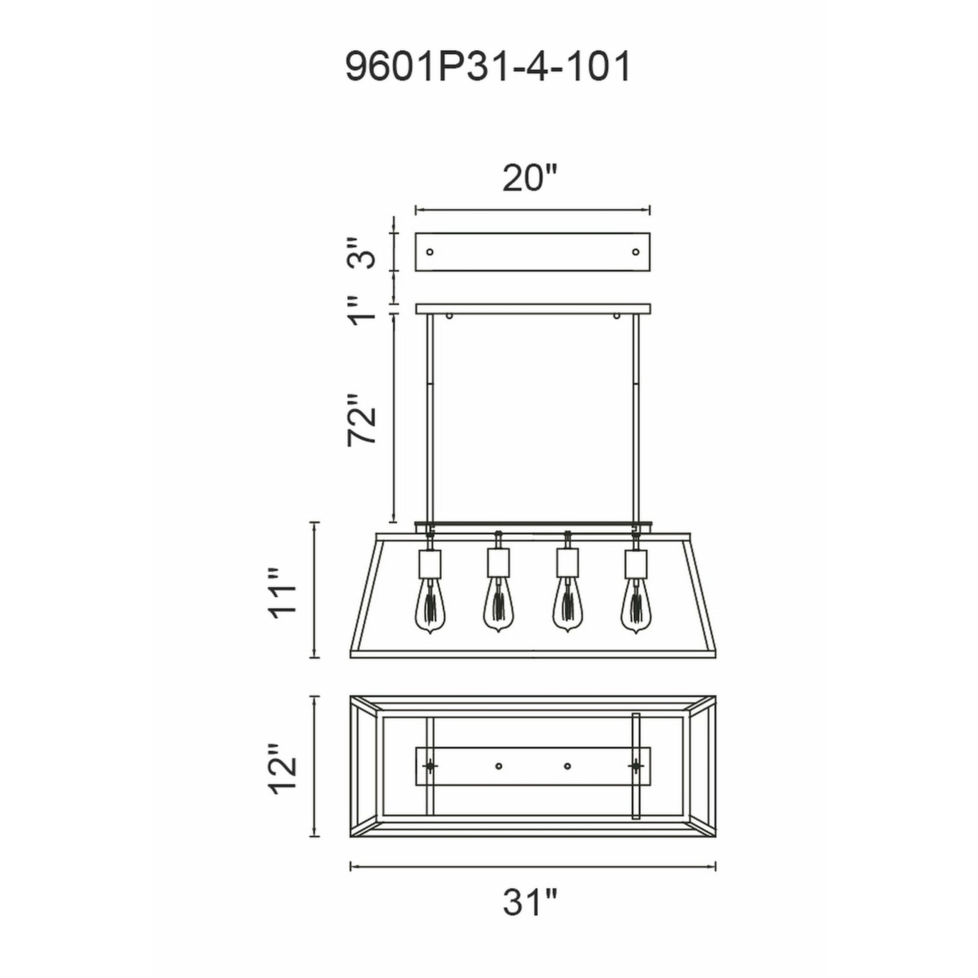 Alyson 4 Light Black Chandelier - CWI Lighting