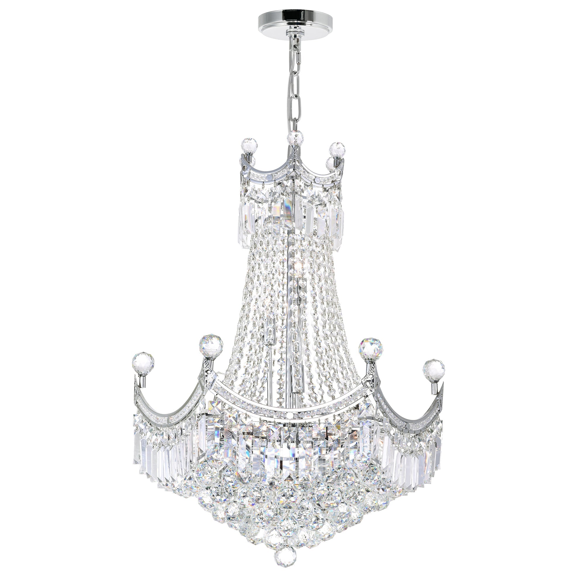 Amanda 11 Light Down Chandelier With Chrome Finish - CWI Lighting