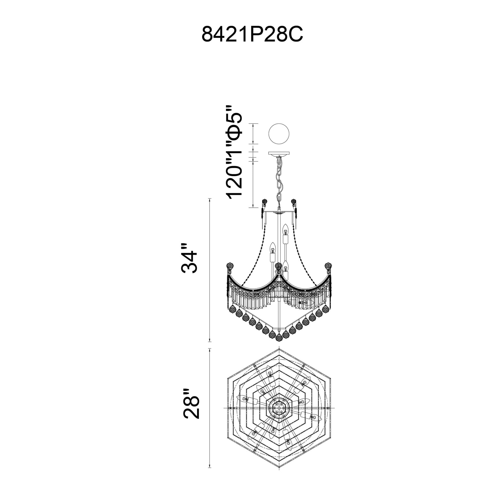Amanda 15 Light Down Chandelier With Chrome Finish - CWI Lighting