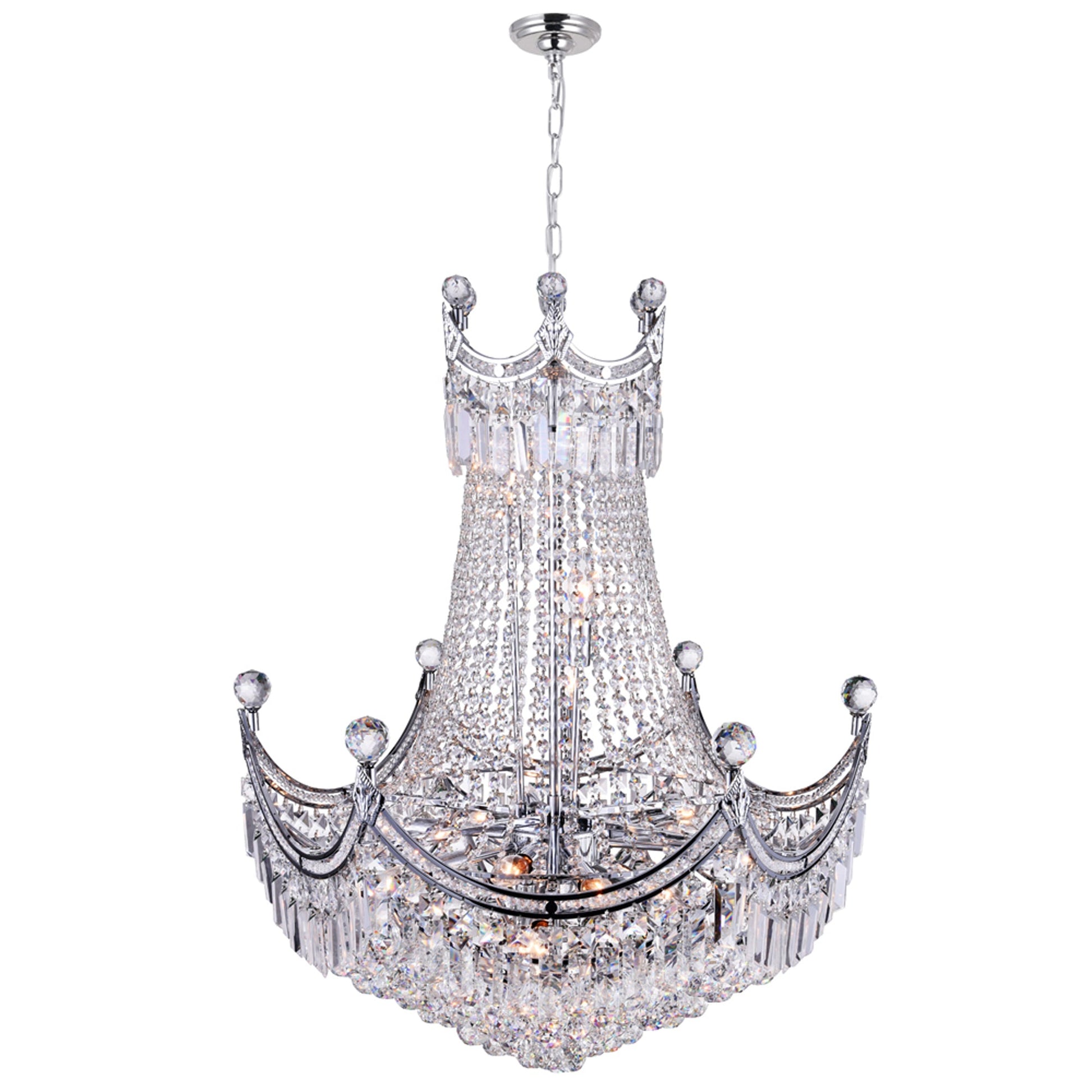 Amanda 15 Light Down Chandelier With Chrome Finish - CWI Lighting