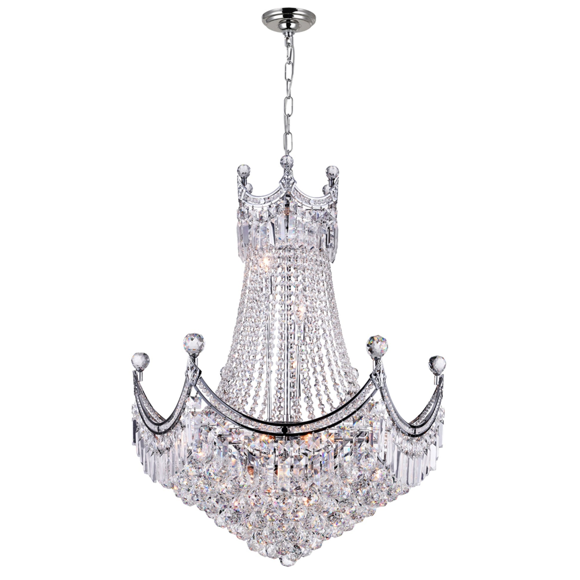 Amanda 15 Light Down Chandelier With Chrome Finish - CWI Lighting